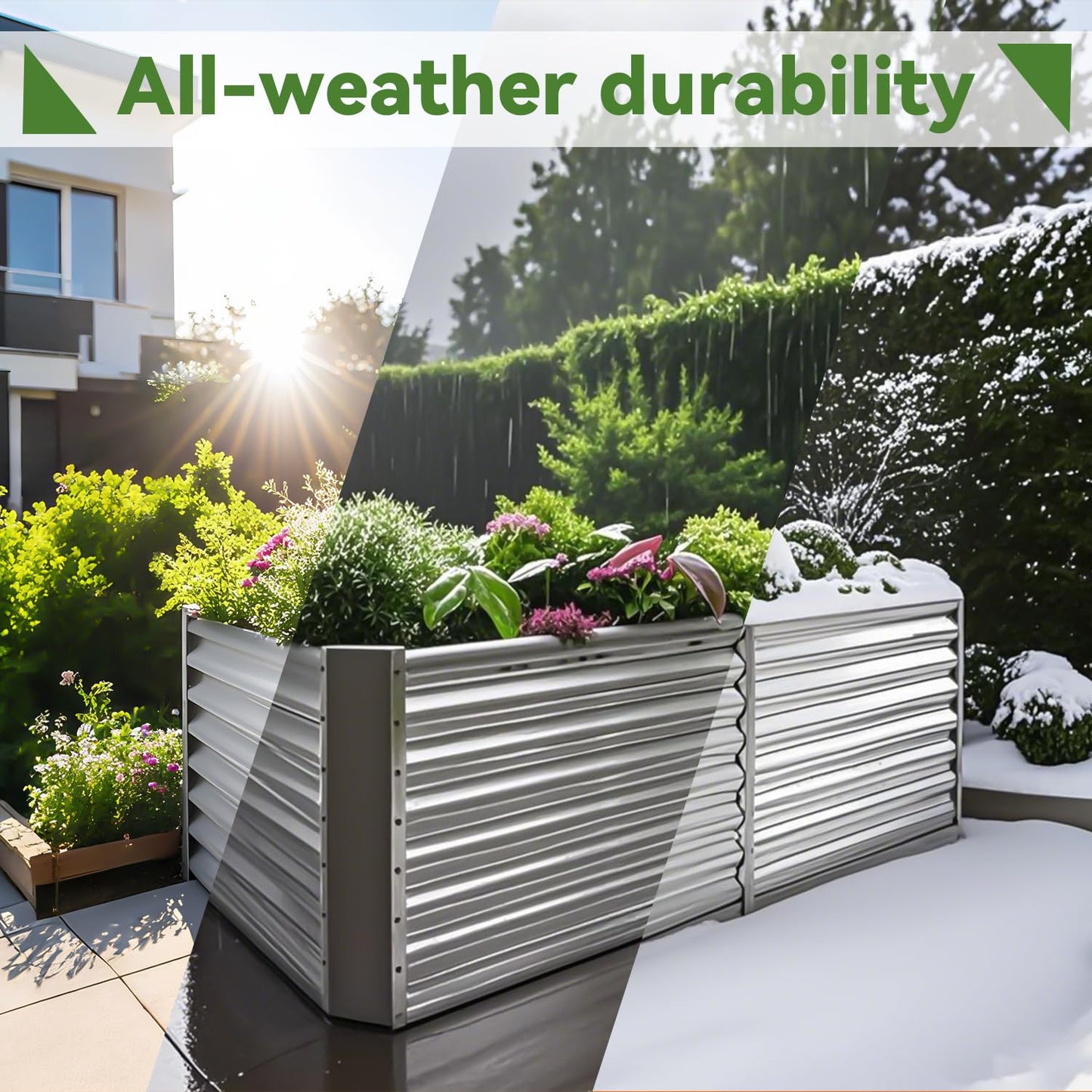 YILIFEIDA 6x3x1ft Rectangle Galvanized Raised Garden Beds kit，Large-Capacity Metal Planter Garden Box Outdoor,Metal Garden Bed for Vegetables，Flower，Fruits，Steel Raised Beds for Backyard Gardening
