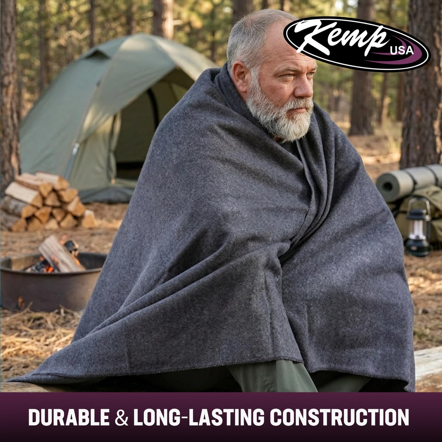 Kemp USA Emergency Relief Blanket Gray 60 x 84 Inch Multipurpose Disaster Preparedness Blanket Cotton Acrylic Polyester Blend Survival Emergency Supply Gear