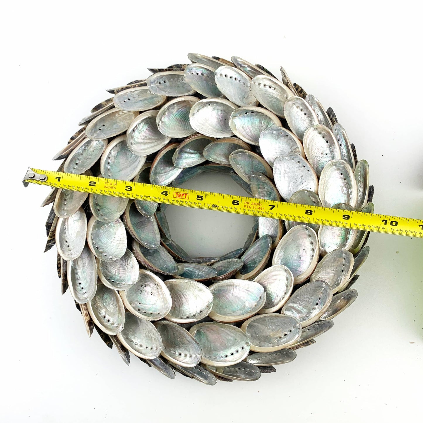 Heyiwell 10" Inch Abalone Shell Wreaths for Wedding Beach Home Wall Art Indoor Outdoor Front Door Decor