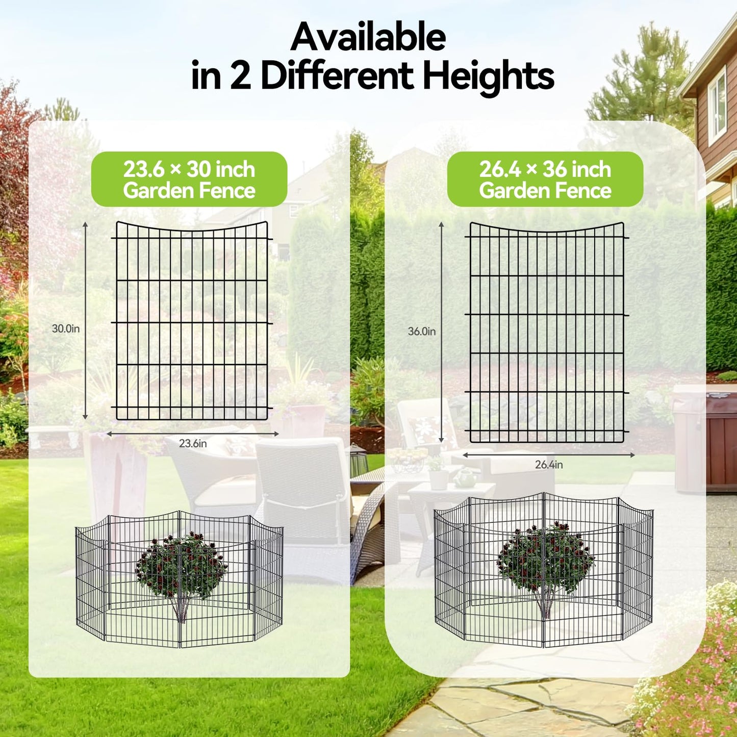 INJOPEXI Garden Fence 12 Panels 23.6ft (L)×30in (H) Decorative Metal Fences with 11 Panels + 1 Gate, No Dig Animal Barrier Fencing Rustproof Wire Temporary Rabbit Dog Fence Border for Outdoor Yard