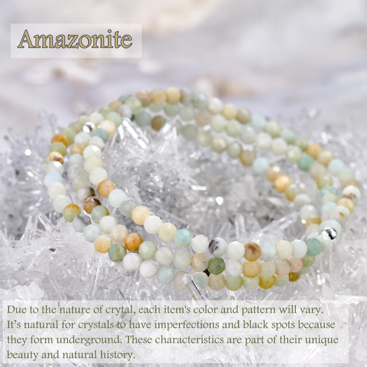 Farfume Amazonite - Emotional Trauma - Beaded Bracelets for Women,Handmade Natural Stone 4mm Beads 925 Sterling Silver Stretch Bracelets, Chakra Crystal Gemstone Jewelry Gifts for Mom