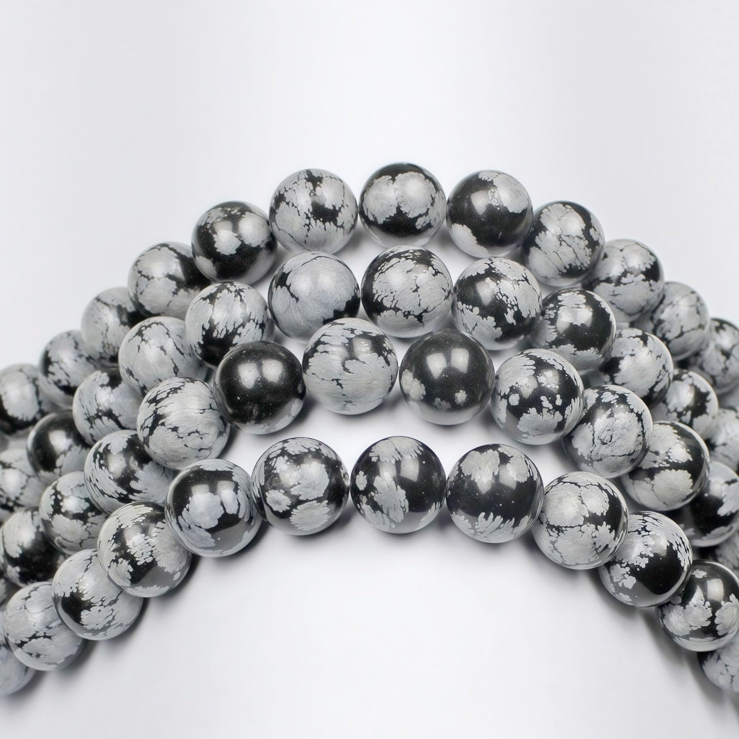 MJDCB Snowflake Obsidian Beads Round Natural Stone Beads for Jewelry Making DIY Bracelet (10mm)