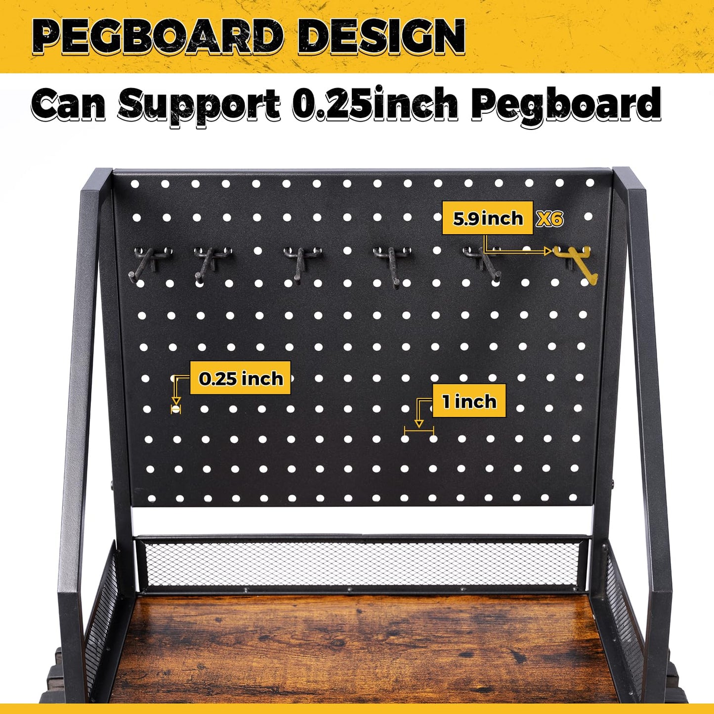 SOYEEZE Fishing Rod Holders for Garage, Fishing Pole Holders Up to 12 Rods with Pegboard and Hooks,Rolling Fishing Cart with Wheels, Fishing Gear Storage For Tackle Box & Reel Organization
