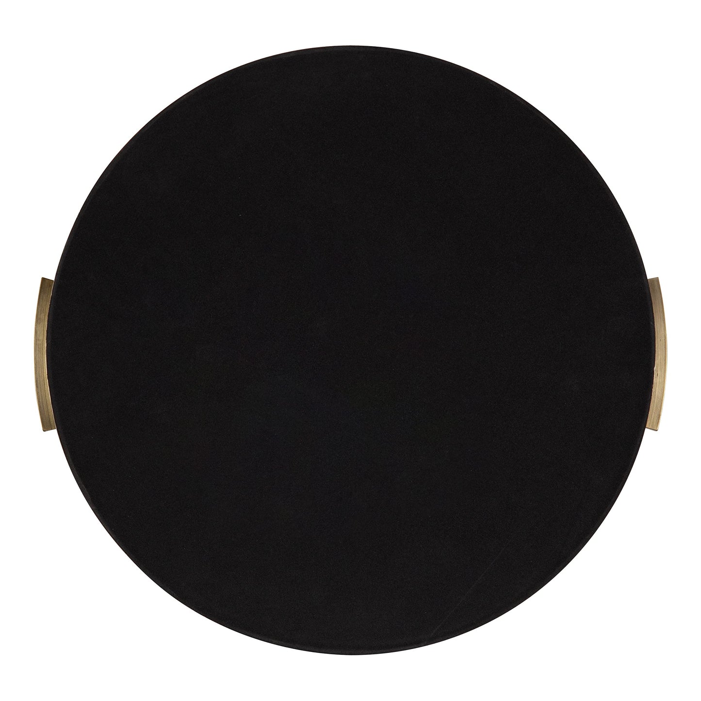 Kate and Laurel Samana Modern Glam Round Metal Tray; 17 Inch Diameter; Antique Brass; Circular Polished Decorative Tray with Hammered Surface and Minimalist Handles