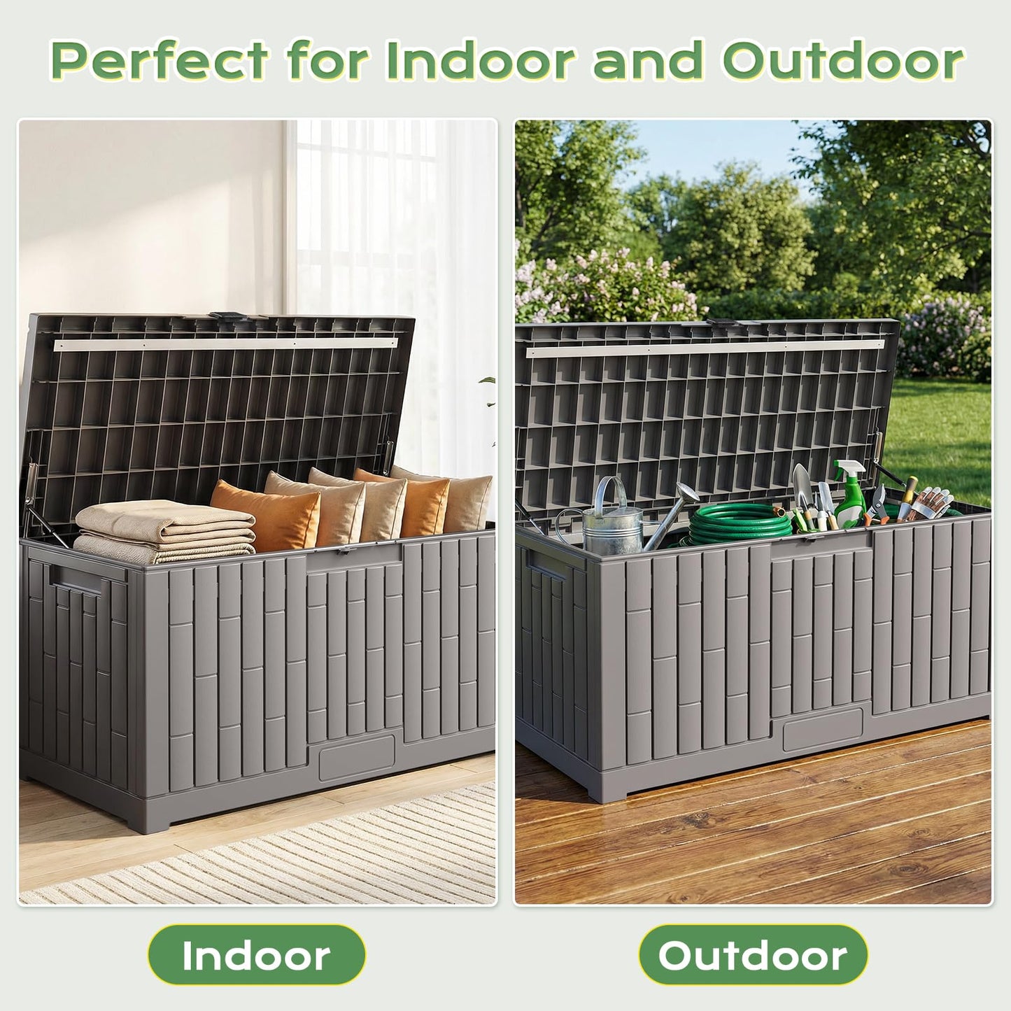 Jocoevol Deck Box 120 Gal, UV Resistant & Waterproof Outdoor Storage Box with Lock, Easy Assemble Storage Bins Container for Pool Patio Garden