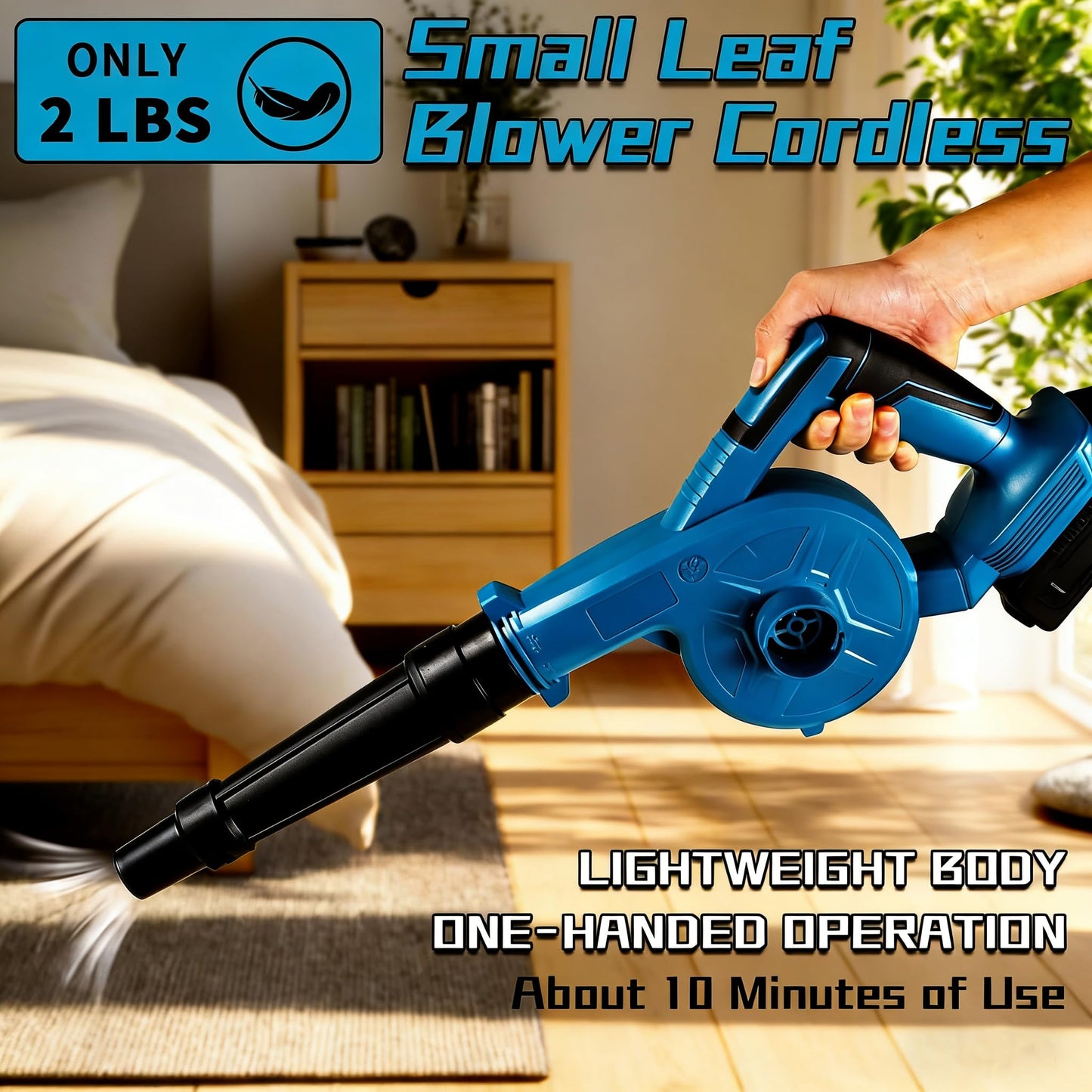 NEWONE Small Leaf Blower Cordless Compatible with Makita 18V Battery,157MPH/64CFM Lightweight Mini Hand Electric Leaf Vacuum for Lawn Care with Battery and Charger,2 Speed