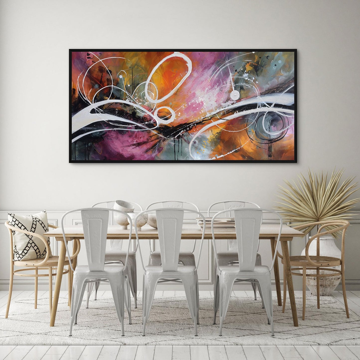 yiijeah Purple Wall Decor Bedroom Canvas Abstract Bathroom Art Picture Items for Women Framed Artwork Print 48x24 Inches