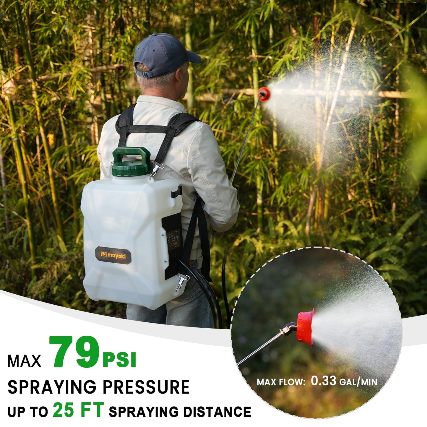 3Gallon Lawn Garden Sprayer Compatible with Makita 18V Battery(Tool Only), Backpack Pump Sprayer, Translucent Water Tank, Adjustable Pressure, for Spraying Plants, Watering, Weeds, Cleaning