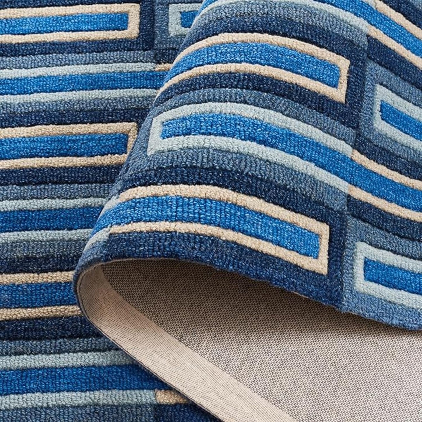 TTC THREAD & TEXTURE CARPET Hand Tufted Area Rug Soft Wool Carpet with Cotton Backing Elegant Home & Office Floor Décor Weight- (9 Pound) 3' x 5' (Rectangular) Blue1