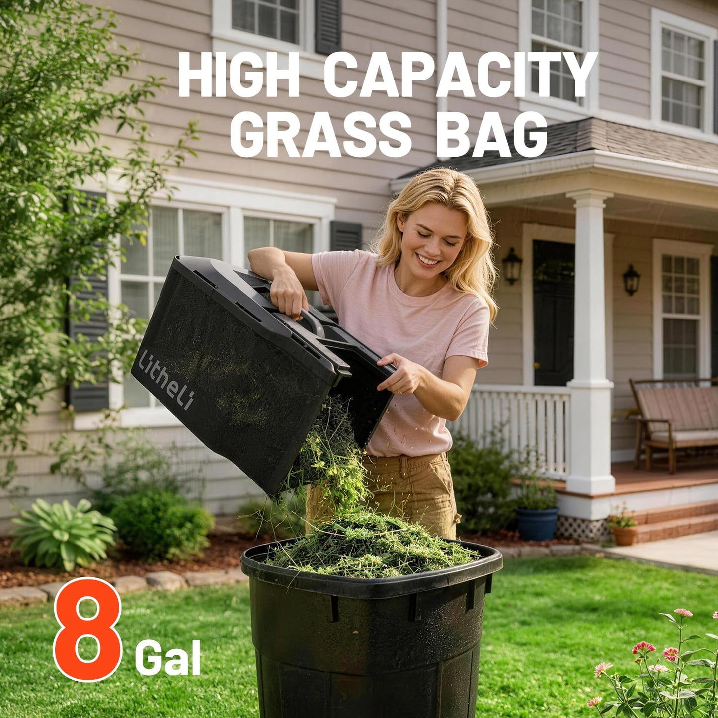 Litheli 14 Inch Cordless Lawn Mower, 5 Heights Adjustment, U20 Series 20V Electric Lawn Mowers for Garden, Yard and Farm, Light-Weight with Brushless Motor, 5.0Ah Portable Battery Included