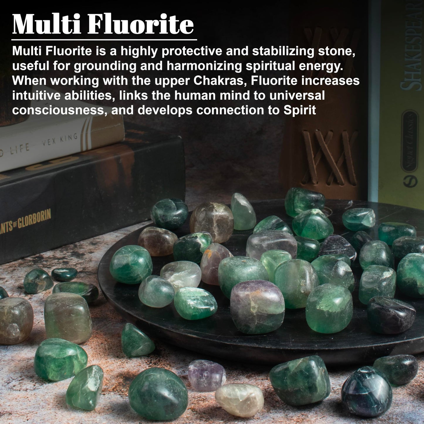 Crocon 1LB Multi Fluorite Tumbled Stones and Crystals Bulk 2000+ Carats Natural Crystal Kit for Reiki Healing Crystal Polished, Tumble Stones, Chakra Balancing, Reiki Gift, Home Decor Size : 20mm