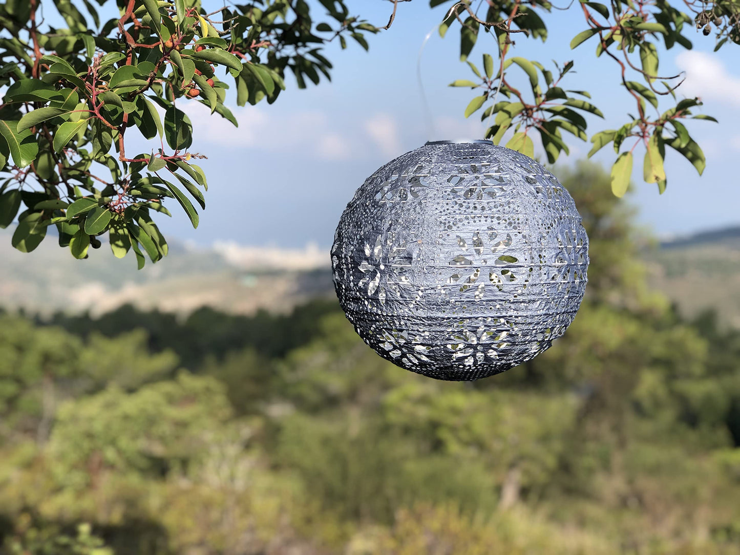 Allsop Home & Garden Soji Stella Boho Outdoor Weatherproof Tyvek® Hanging Solar Lantern. Dual White LEDs and Stainless Steel Easy to Hang Frame.