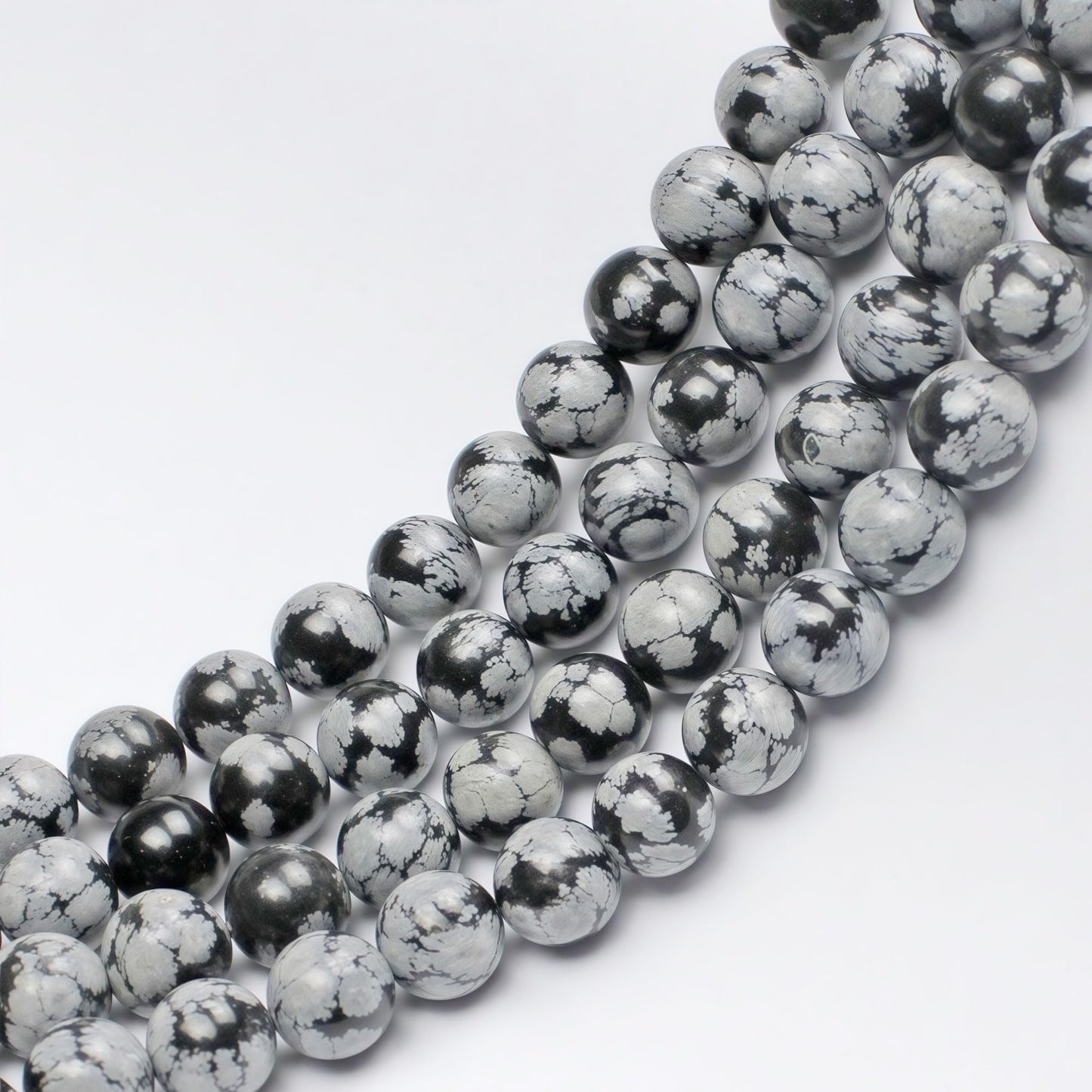 MJDCB Snowflake Obsidian Beads Round Natural Stone Beads for Jewelry Making DIY Bracelet (6mm)