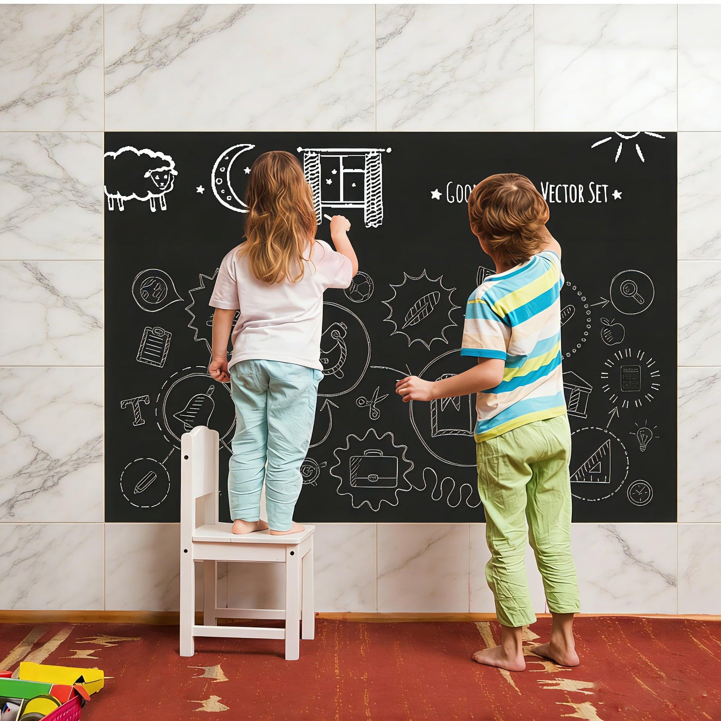 AZOI Chalkboard Wall Stickers Blackboard Wall Decals Self Adhesive Removable Reusable Erasable Chalkboard Wallpaper for Kids Home Office