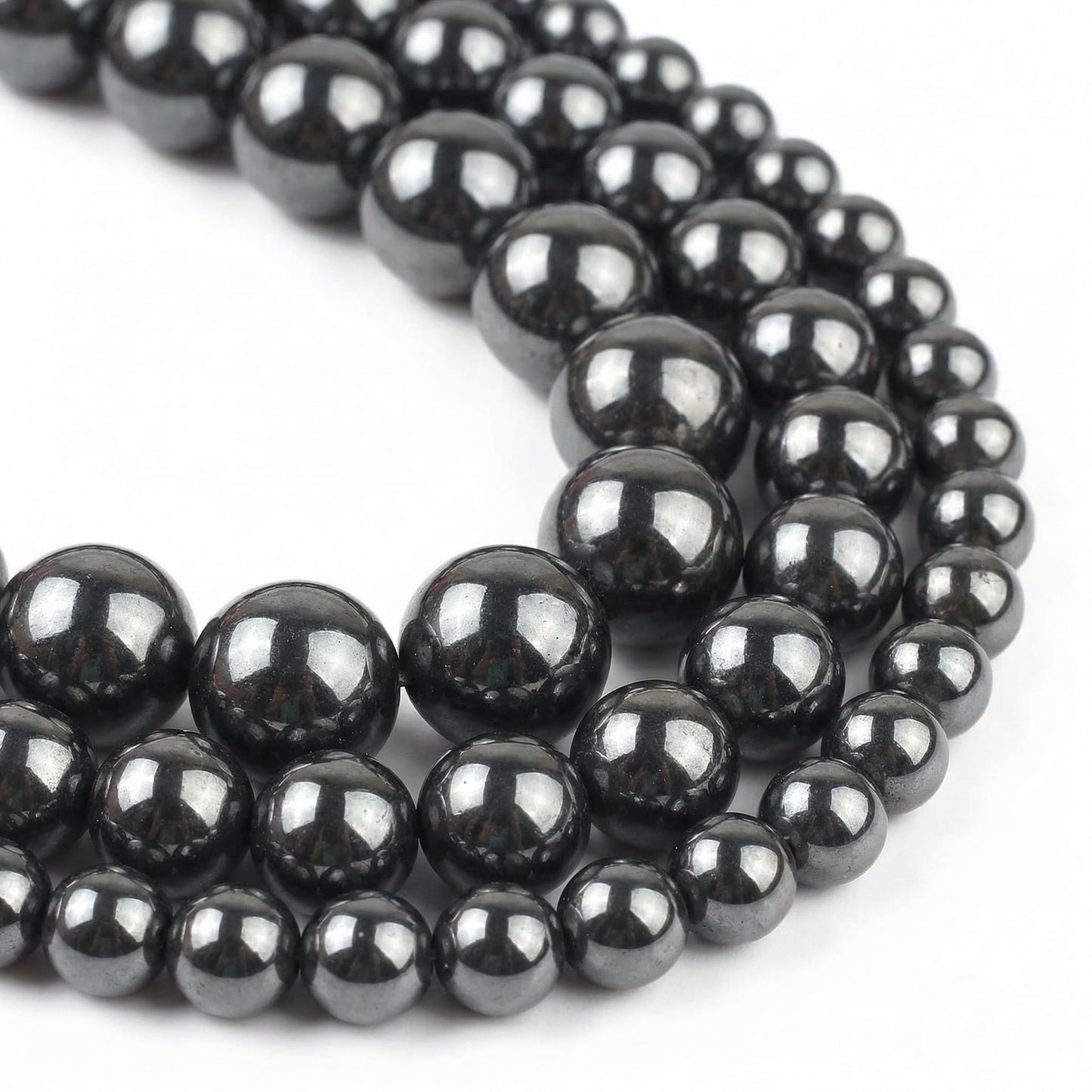 Yochus 60pcs Black Hematite Beads，6mm Healing Power Natural Stone Round Loose Beads for Jewelry Making Earring Necklace DIY Crafts