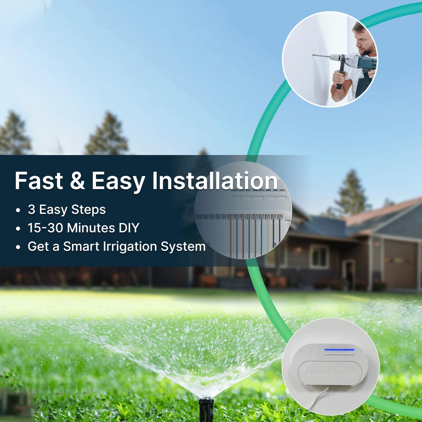 Indoor Smart Sprinkler Controller, Automatic Water Saving Irrigation Controller, 2.4GHz WiFi, Rain Freeze Wind Skip,Easy Install & App Remote Control (4-Zone)