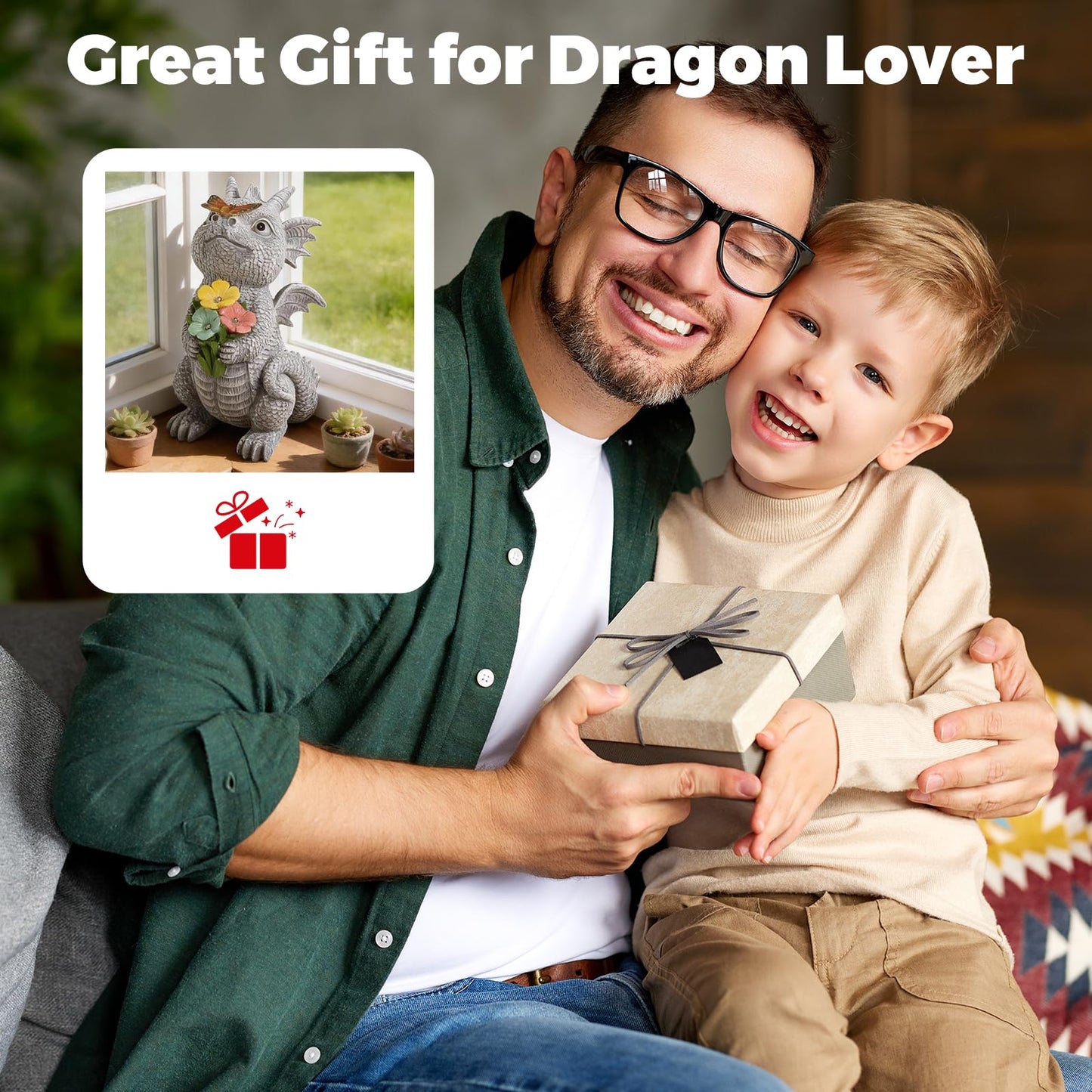ehuoyan Solar Garden Dragon Statue Outdoor Garden Decor Lights Unique Dragon Gifts for Women Mom Yard Patio Decorations Solar Powered