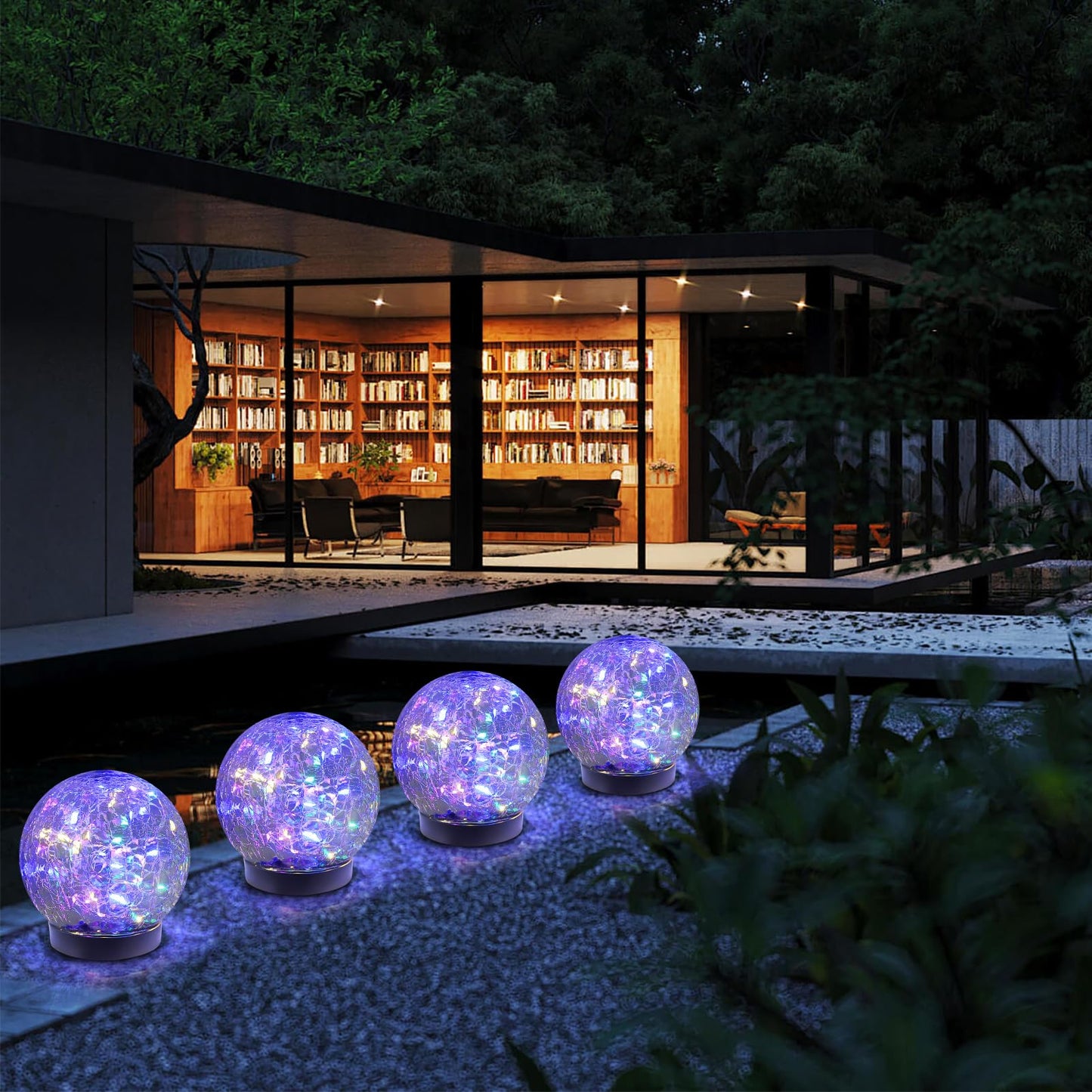MLKNK Solar Globe Lights Outdoor Waterproof-Solar Balls-Solar Garden Lights-Orbs for Outside 2 Pack Cracked Glass Ball for Lawn Patio Yard Backyard Decorations