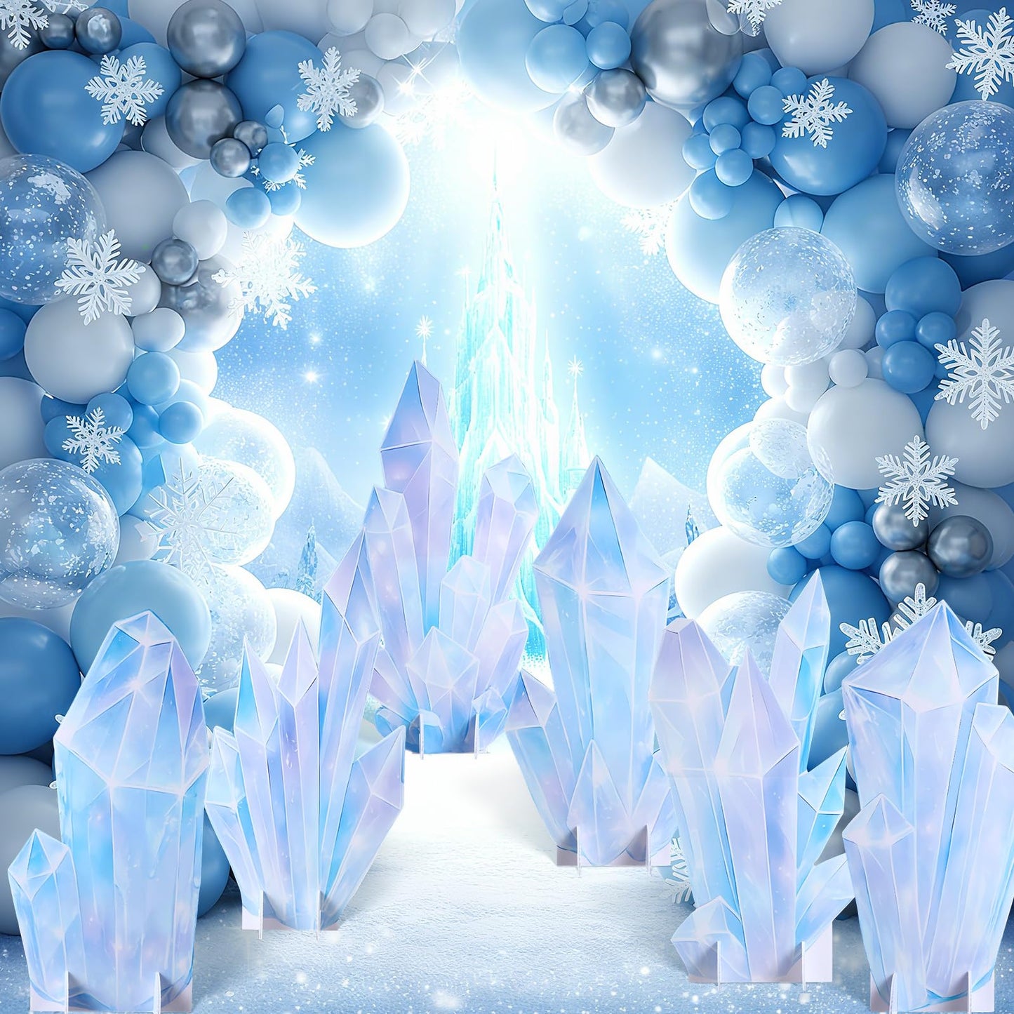 Novabright 6 Pcs Icicle Style Standees Standup Cutout Backdrop Photo Props Theme Party Decorations for Birthday Party Supplies Baby Shower Classroom Halloween Decor(White)