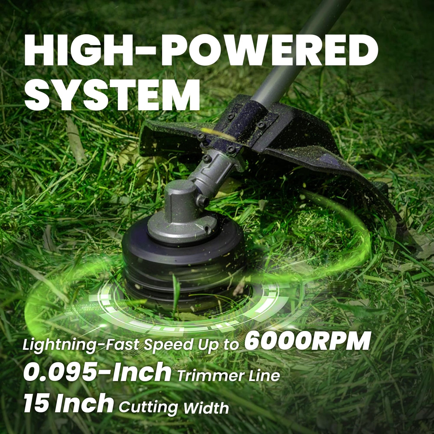 DongCheng Brushless String Trimmer, 6000RPM, 40V Cordless String Trimmer with Comfortable Shoulder Strap, 15" Weed Wacker, 2 x 4.0Ah Batteries & Fast Charger