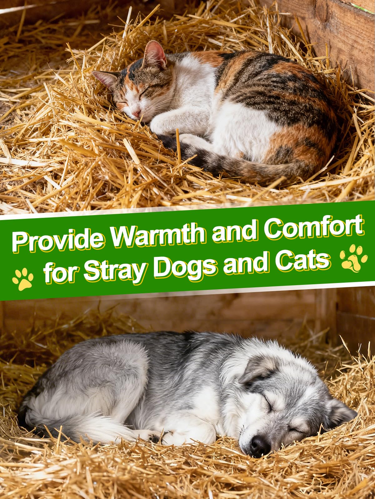 Natural Wheat Straw - 1 LB Dry Clean Soft Garden Mulch Weed Cover Chicken Coop Yard Farm Pets Bedding, Warm Decorative Straw Bale for Stray Cats Dogs Shelter