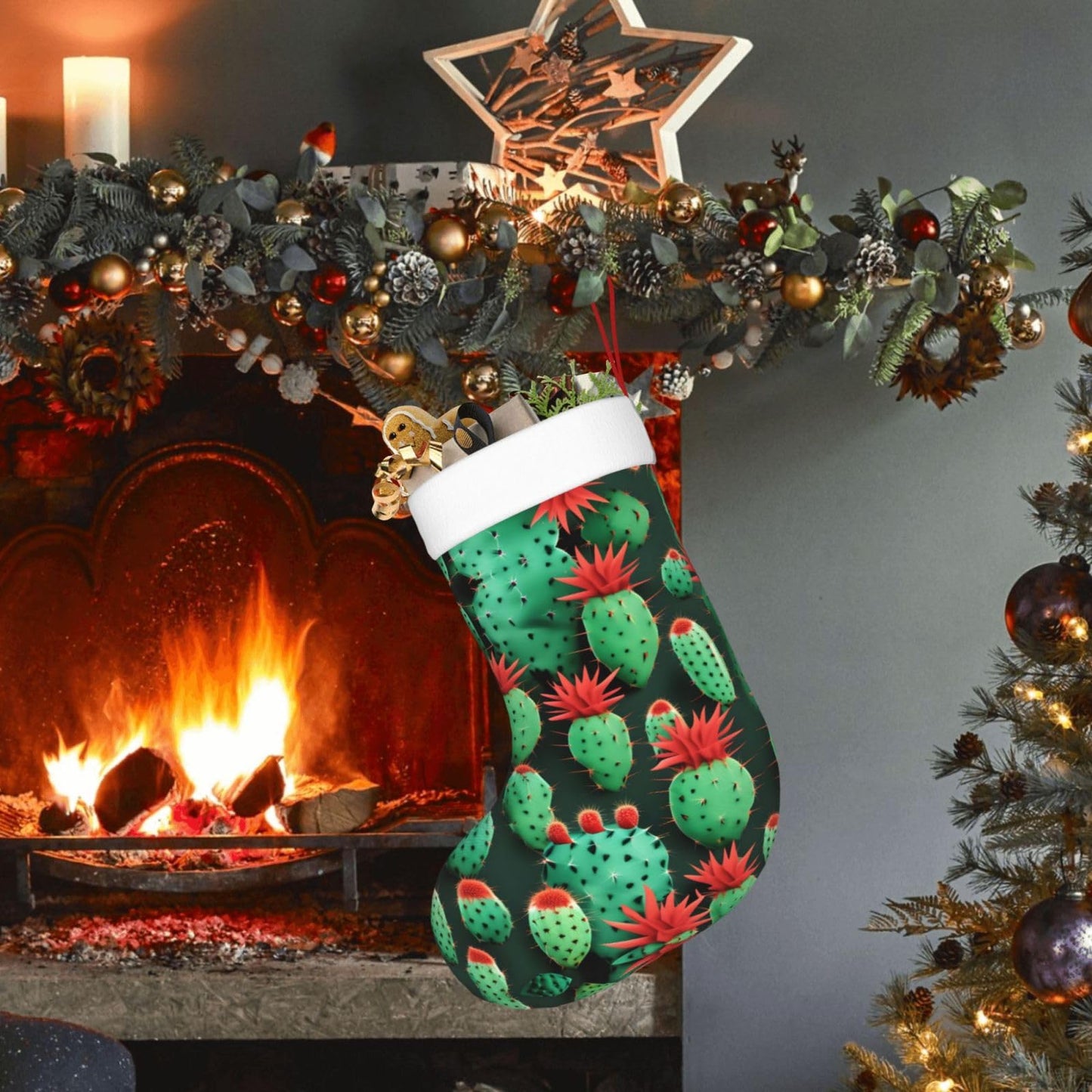 KOPUUYRD Many Small Cactus Art Print Luxurious Holiday Socks,Unique Christmas Socks for Joyful Season,Festive Ornament Classic