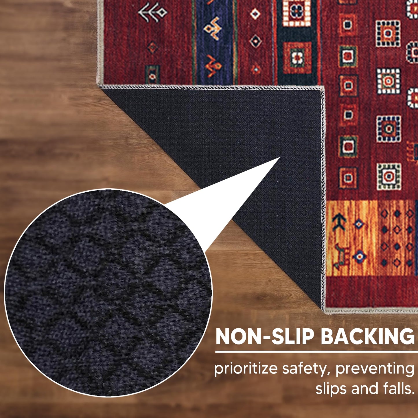 Keen Home Design 5x7 Rug - Machine Washable Area Rug with Non-Slip Backing, Ideal for Living Room, Dining Room, Bedroom - Vintage, Easy Clean, Durable, Low Pile Rug - (5' x 7')
