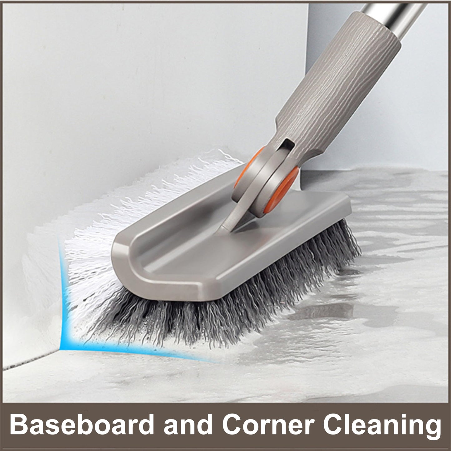 Multifunction 3-in-1 Broom and Dustpan, Silicone broom Squeegee and Scrub Brush Set with Long Adjustable Handle for Indoor & Outdoor Sweeping and Scrubbing, Ideal for Pet Hair, Liquids Spills and Dirt