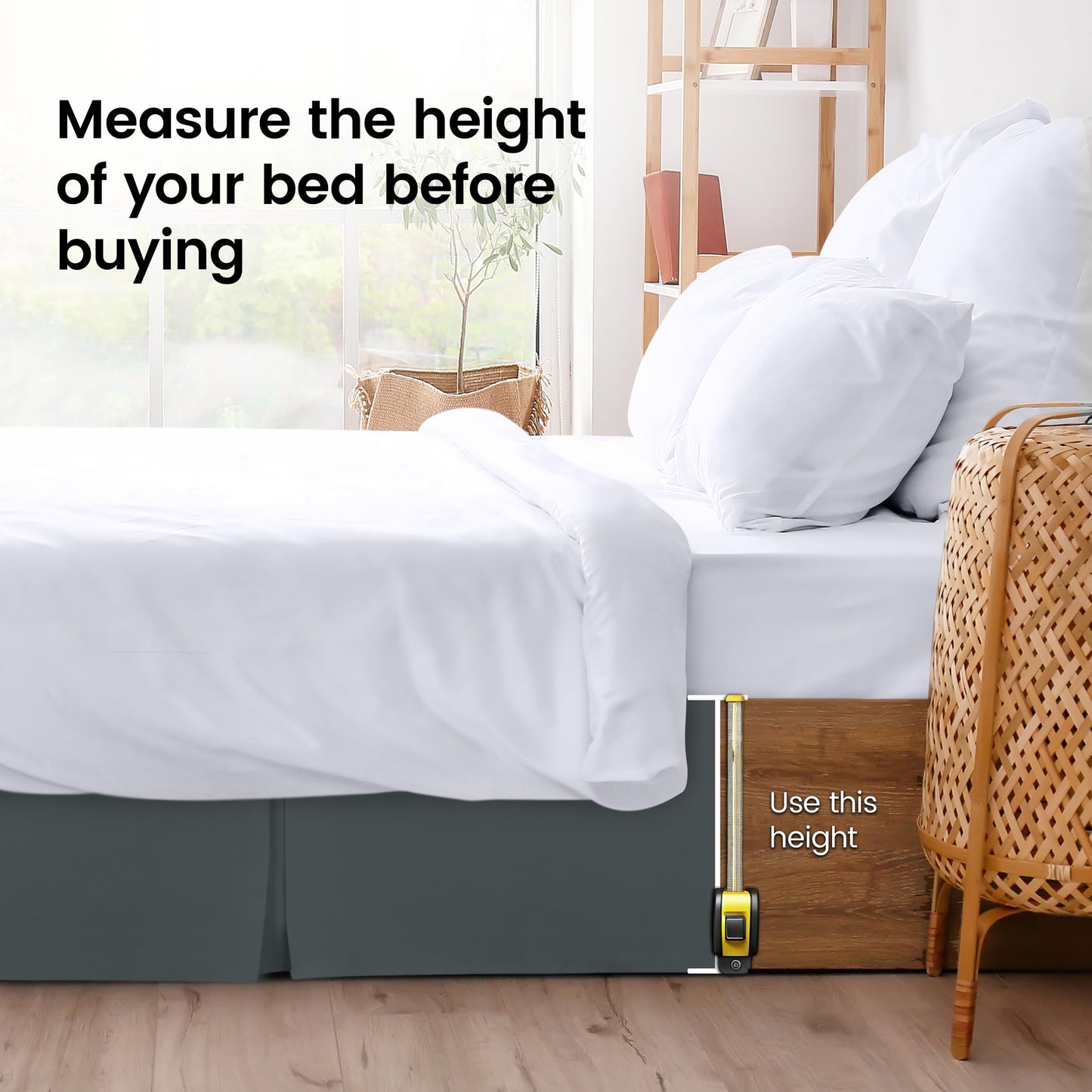 Utopia Bedding Queen Bed Skirt - Soft Quadruple Pleated Ruffle - Easy Fit with 16 Inch Tailored Drop - Hotel Quality, Shrinkage and Fade Resistant (Queen, Grey)