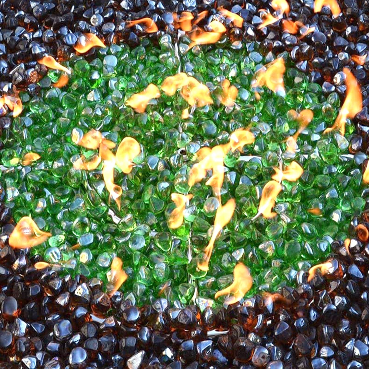 Mr. Fireglass 10 Pounds Diamond Fire Glass, 1 inch High Luster Reflective Fire Pit Glass Rocks for Propane & Natural Gas Fire Pits Fireplace & Lanscape, Emerald Green
