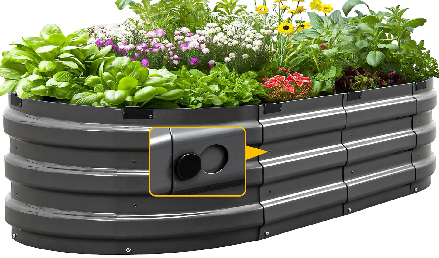 KING BIRD Raised Garden Bed Kit 2026 Upgraded 10-Minute Assembly Galvanized Planter Garden Box Outdoor for Gardening, Vegetables, Flowers, 47x24x12 in, Dark Grey