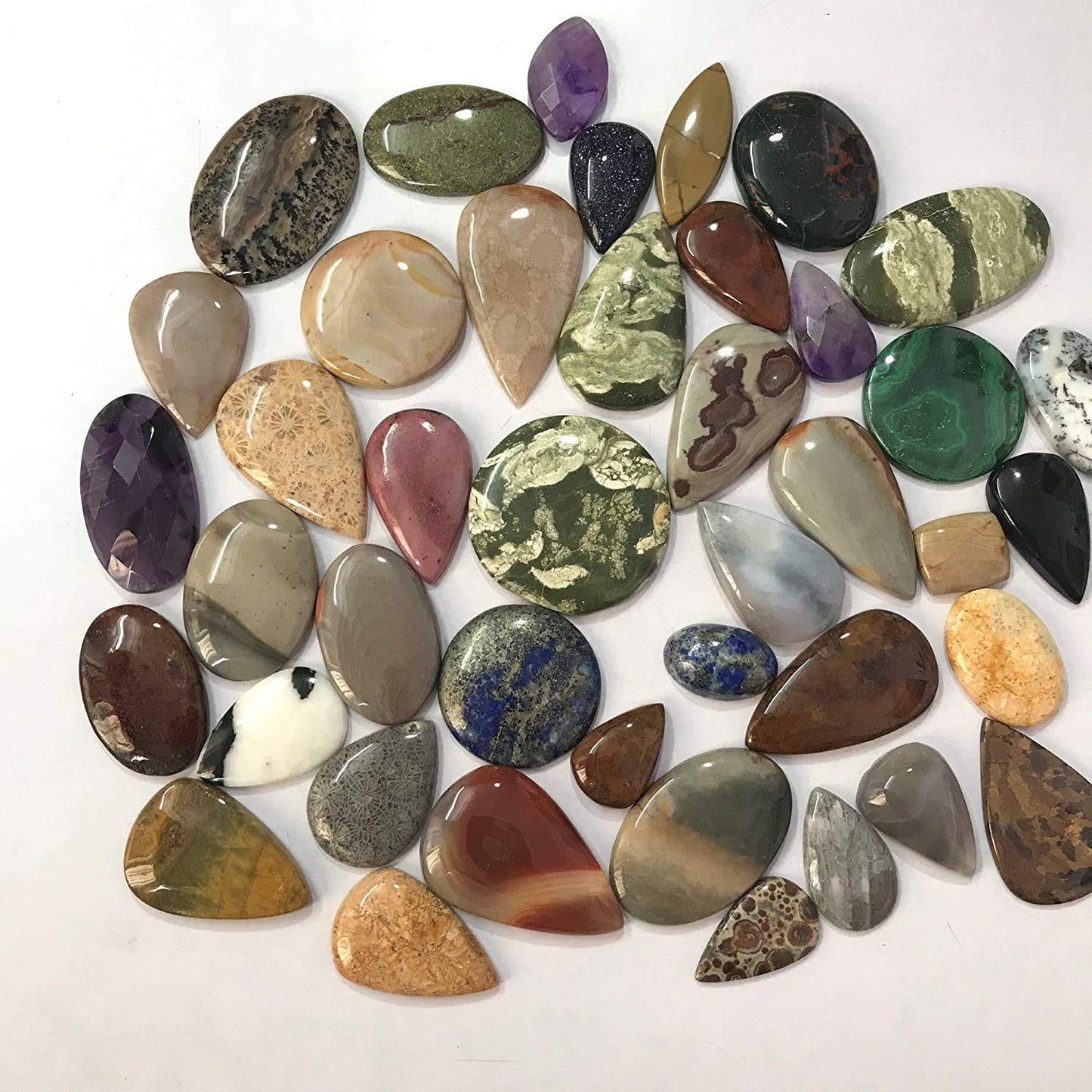 GEMKORA (2 to 3pcs) Natural Mix Gemstones Wholesale Cabochons Lot, Jewelry Making Loose Gemstone, DIY Stones, Wire Wrapping, Reiki, Wikka, Healing Crystals, Bulk Gemstone Deal (100 carats)