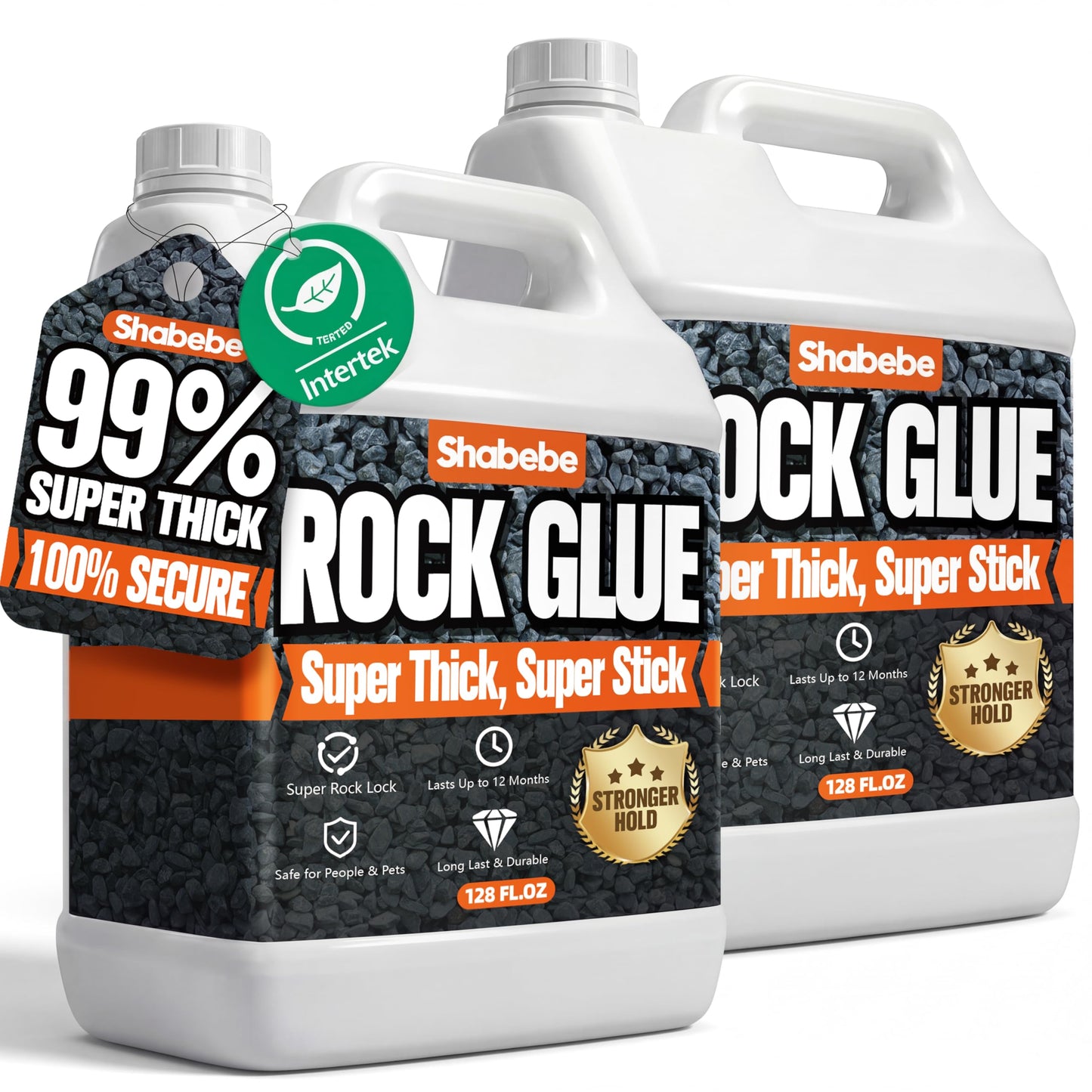 Shabebe Rock Glue, 99% Super Thick & Max Coverage 2 Gallon Mulch Hold for Landscaping, Covers Up to 3X Area,Non-Toxic Pea Gravel Stabilizer Landscape, Gravel Binder for Pebble, Pine Straw, Gravel