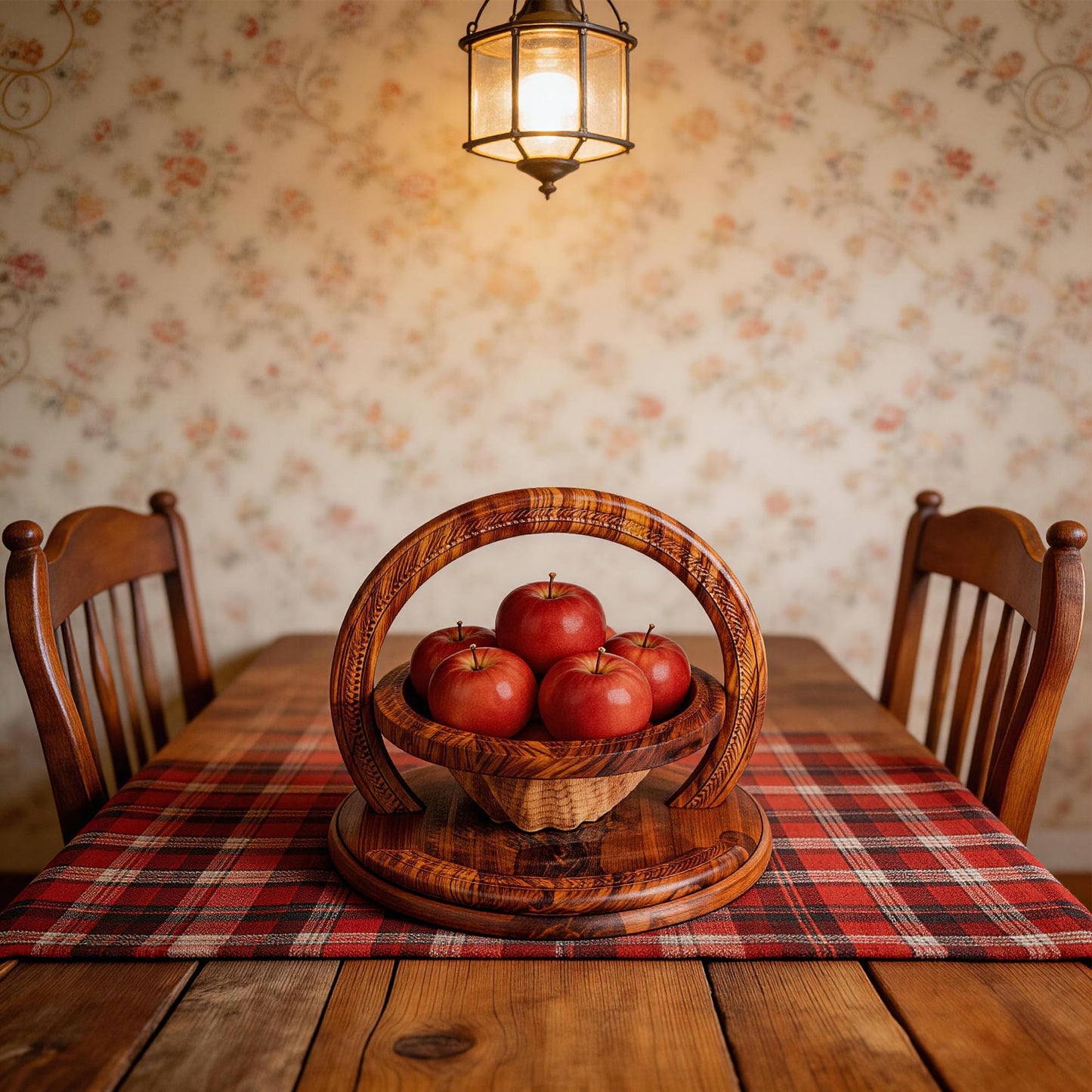 LANXGNAN Wooden Folding Fruit Basket - Handmade Rosewood Fruit Bowl with 1/2/3/4 Compartments, Collapsible for Storage (1-Grid)
