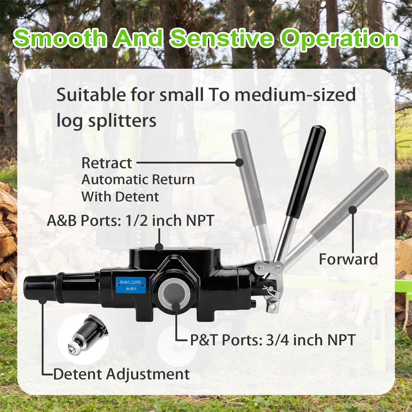 INPANOLS Hydraulic Log Splitter Valve, 1 Spool 25GPM 3626PSI Hydraulic Directional Control Valve, Hydraulic Loader Valve w/Joystick for Log Splitter, Small Tractors & Loaders