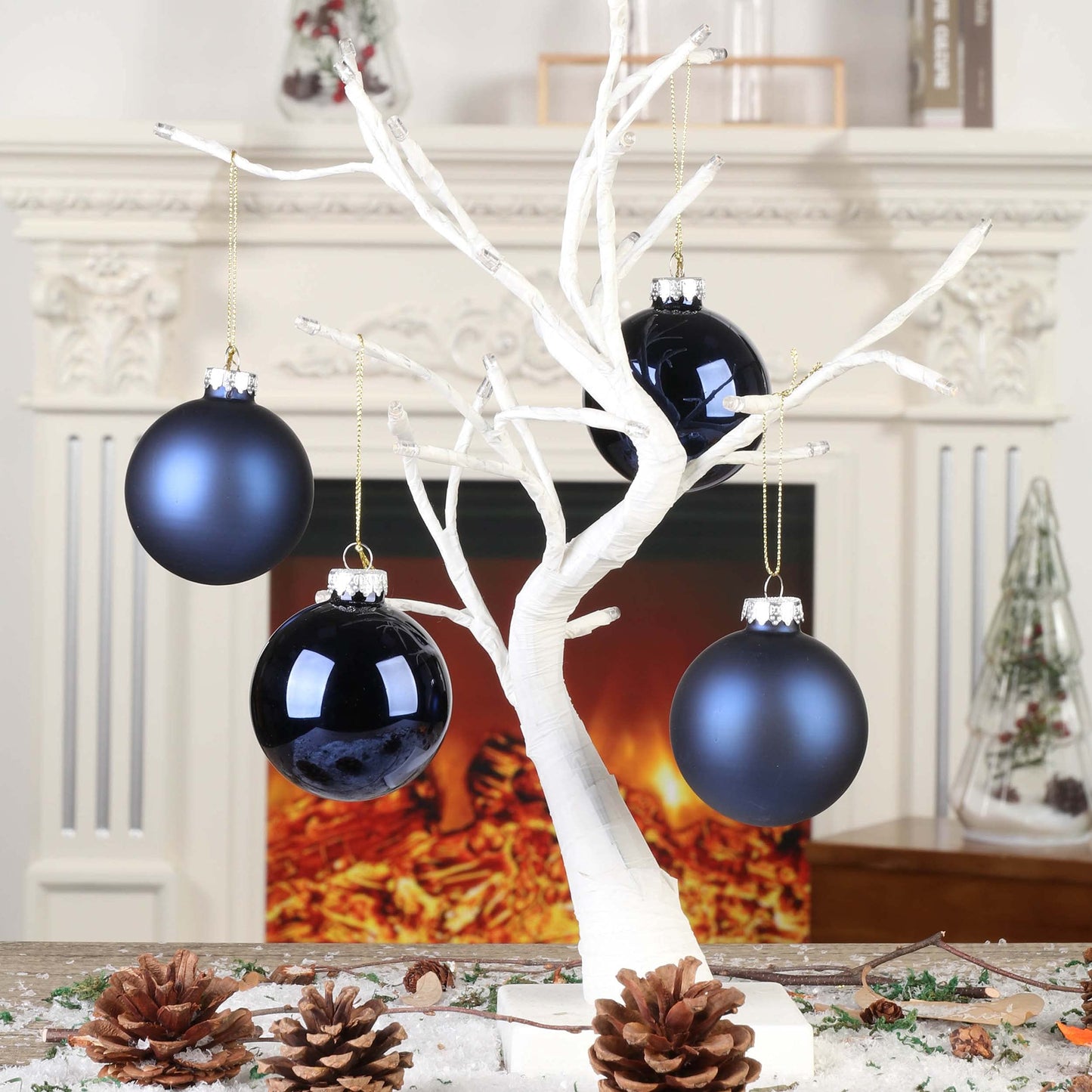 Amooca 2.64'' Christmas Glass Balls Decoration Festival Party Home Decors Holiday Xmas Tree Hanging Ornaments Set 10pc Dark Blue