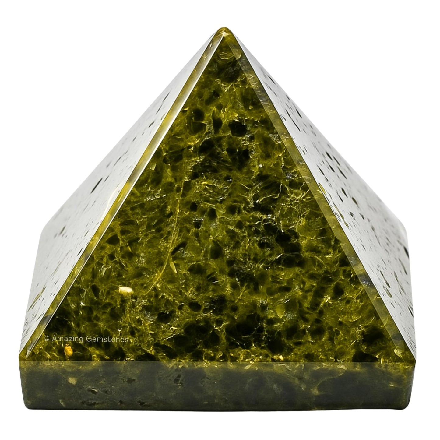 Amazing Gemstone Green Tourmaline in Matrix Pyramid Crystal Healing Stones - 2" Great Pyramid Figurine of Natural Stone Pyramid for Meditation, Reiki, Chakra Balancing and Crystal Pyramids Grid