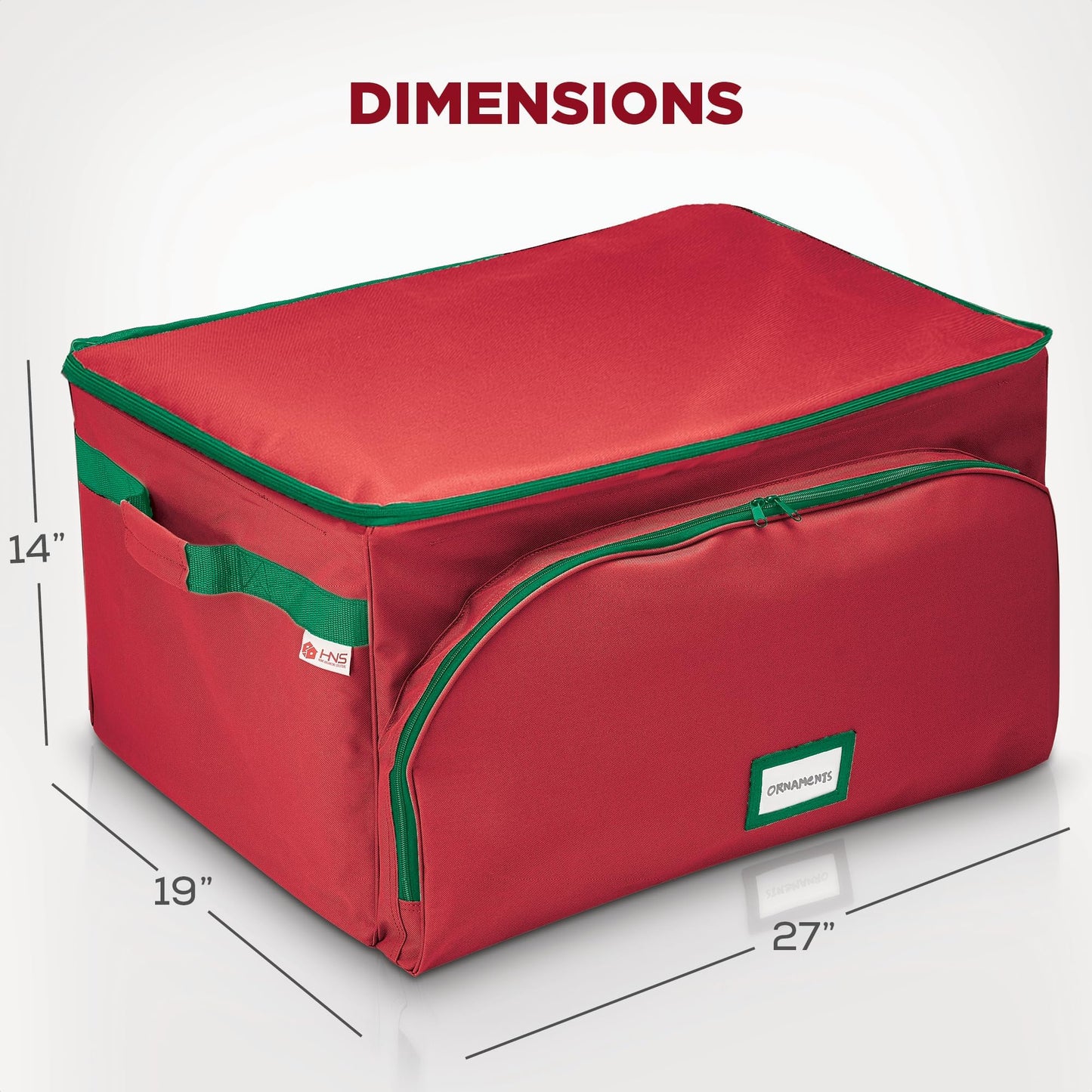 HOLDN’ STORAGE Premium Christmas Ornament Storage Container - Holds Up to 72-4” Ornaments Durable 600D Fabric - Adjustable Dividers - 3 Individual Trays - Metal Frame - Red