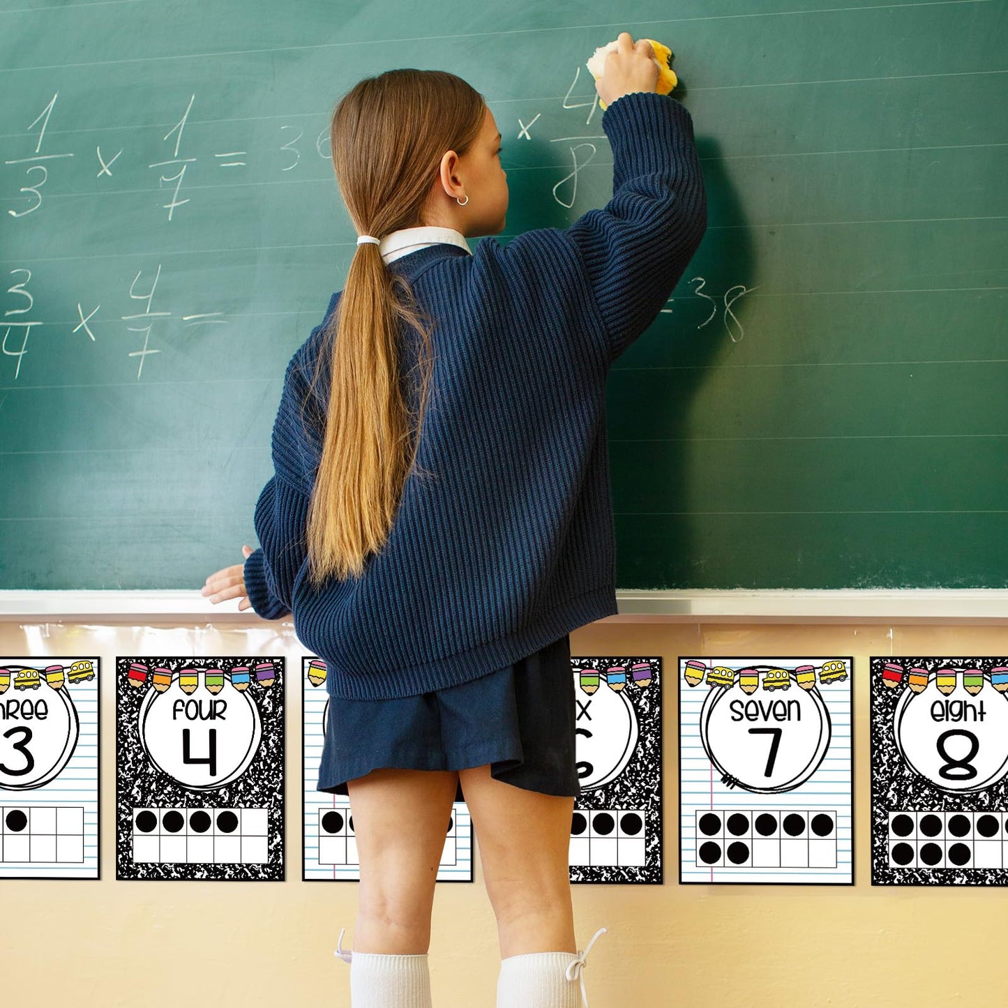 JarThenaAMCS 21Pcs Number Charts 0-20 Math Posters Black White Composition Educational Posters for Back to School Math Leaning Home Classroom Wall Decor