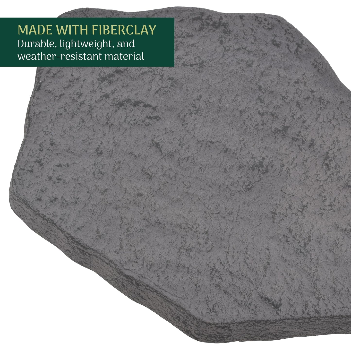 Arcadia Garden Products Set of 4, 16x17” Dark Gray Stepping Stone Fiberclay Pavers, Outdoor Garden Natural Repeatable Pattern Pathway, Faux Stone Decorative Landscaping Walkway