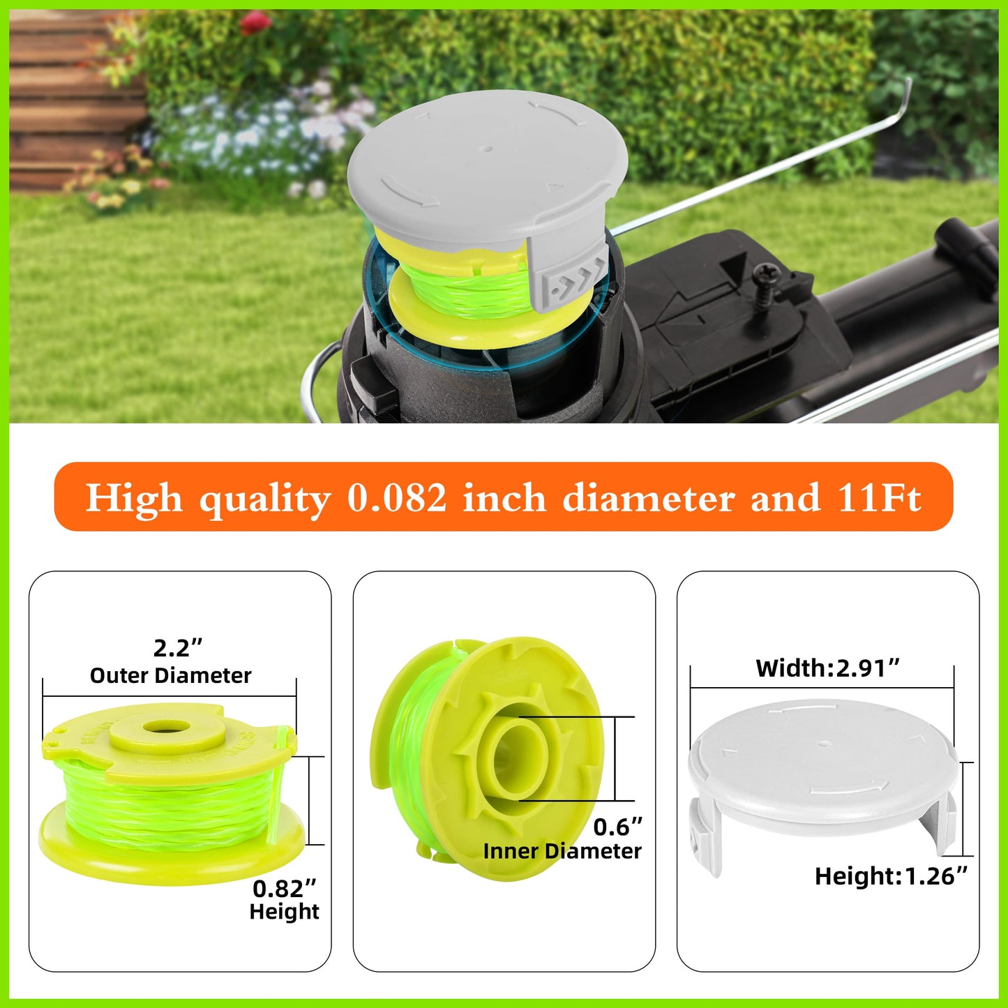 Xgunion Weed Wacker String Replacement for Ryobi One Plus+ AC80RL3 0.08'' String Trimmer Line Compatible with Ryobi Weed Wacker 18V,24V,40V Trimmers (Green)