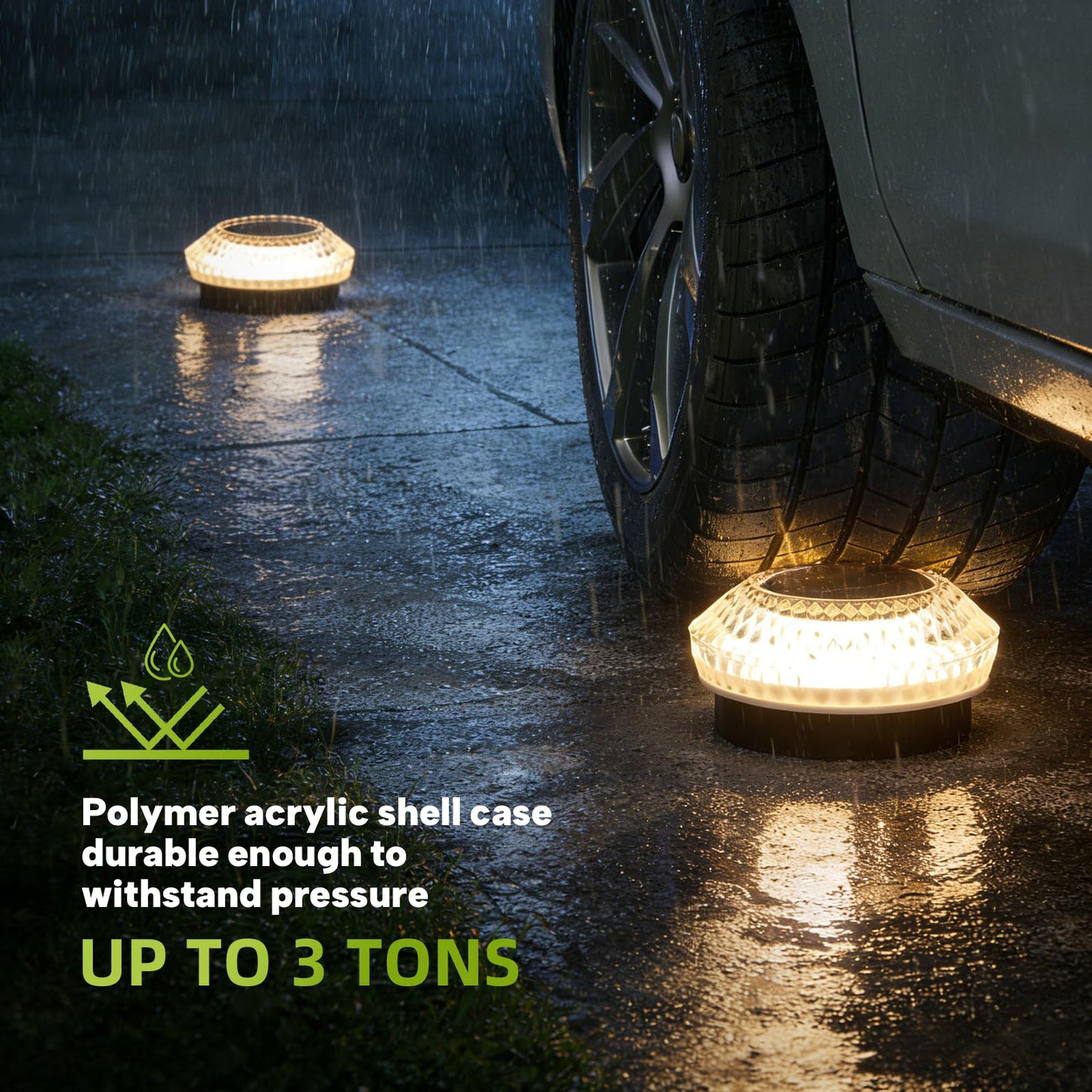 Solar Deck Lights Outdoor - IP67 Waterproof Solar Driveway Dock Lights, 12PK Solar Pthway Lights, Outdoor Warning Step Lights for Driveway Sidewalk Garden Pathway Yard Stair Backyard Decor(Warm White)
