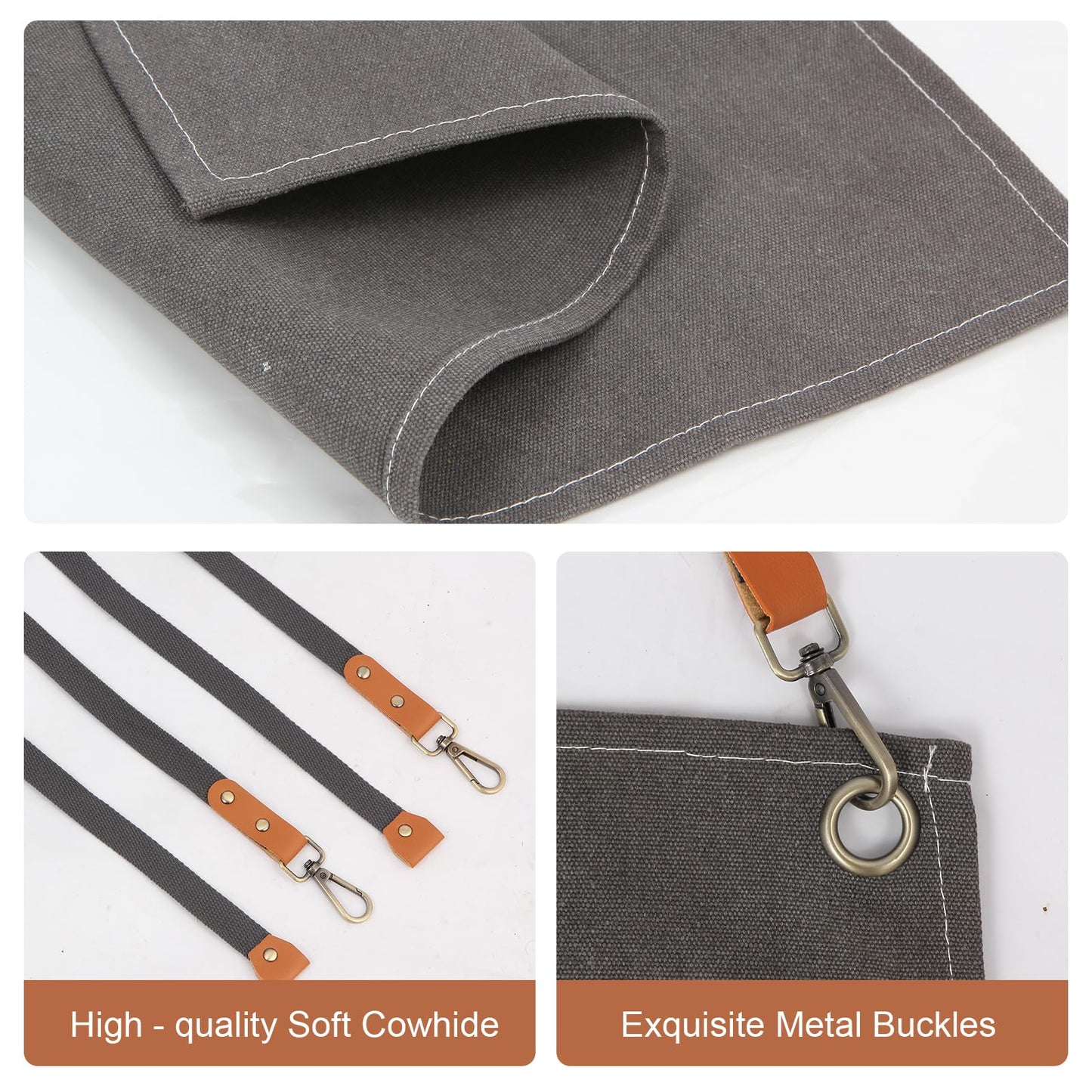 Rtcimoic Men's & Women's Work Aprons, With Pockets, For Bartenders, Hairdressers, Florists, Chefs, Gardeners, Gardening Apron, Waiters, Canvas Apron With Adjustable Straps (Dark Grey)