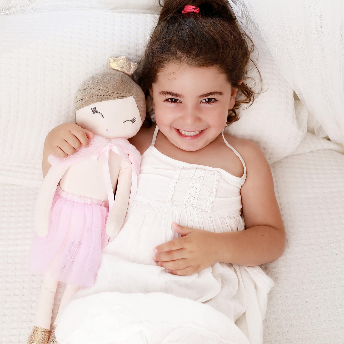 Perfectto Design Ballerina Princess Doll Stuffed Animal for Girls Toy Set - Bag, Tutu, Wings Play for 3 4 5 Year Old Girl Gift for Little Girl, Birthday, Christmas Age 3-9