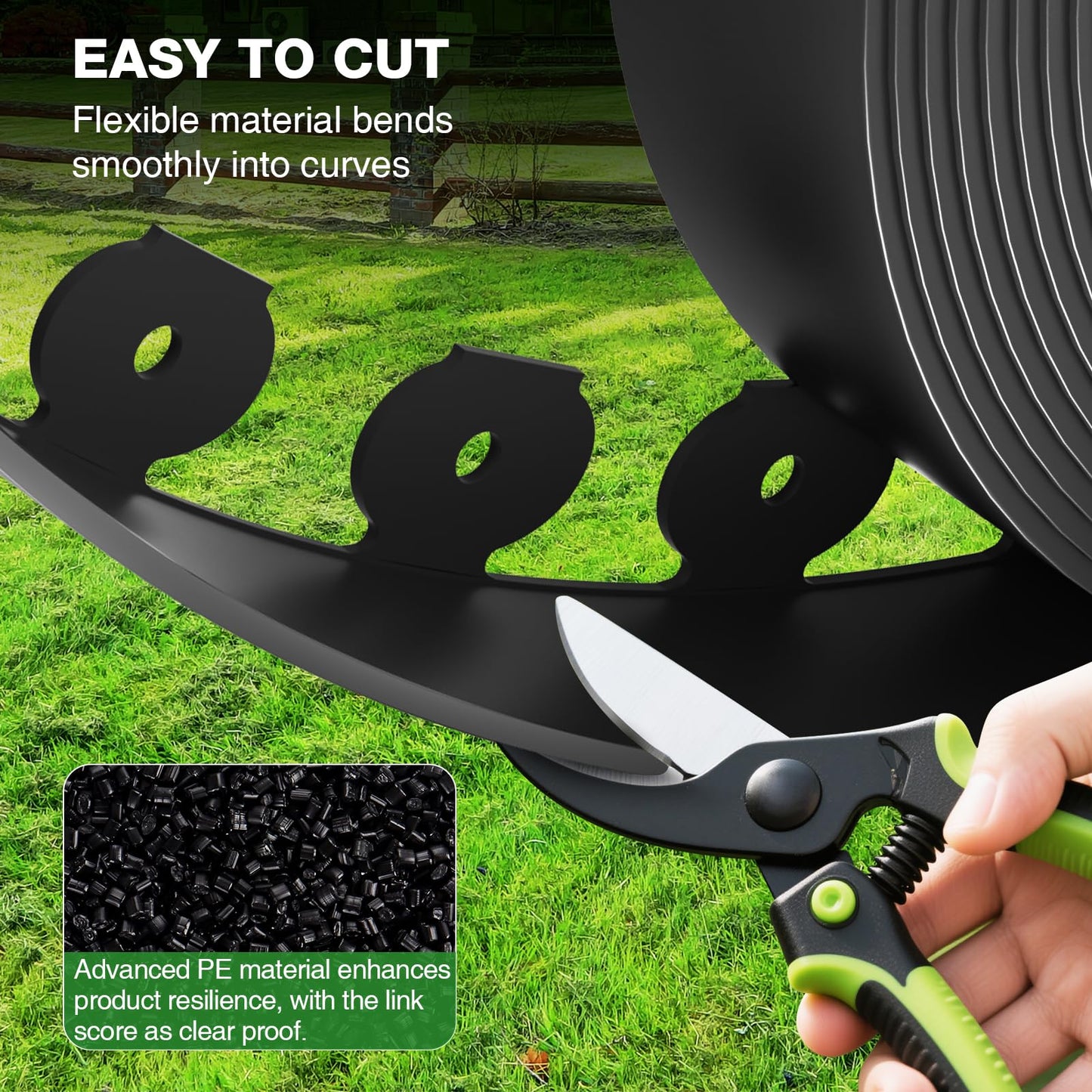 100ft,1.5in Tall Landscape Edging Kit with 150 Spikes, Not Digging Flexible Plastic Edge Border for Landscaping, Lawn, Garden, Flower Beds, Yard, Paver, Playground, Fence, Pathway,3pack, 33ft Each