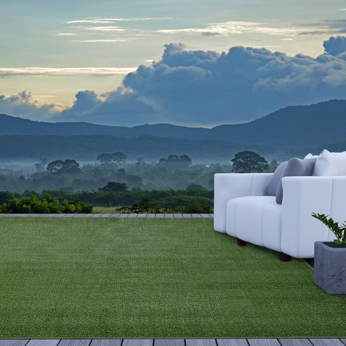 iCustomRug Synthetic Grass Rug – 4 x 10ft Lawn Green Turf Carpet for Patios, Yards, Boats, Camping – Indoor/Outdoor Use