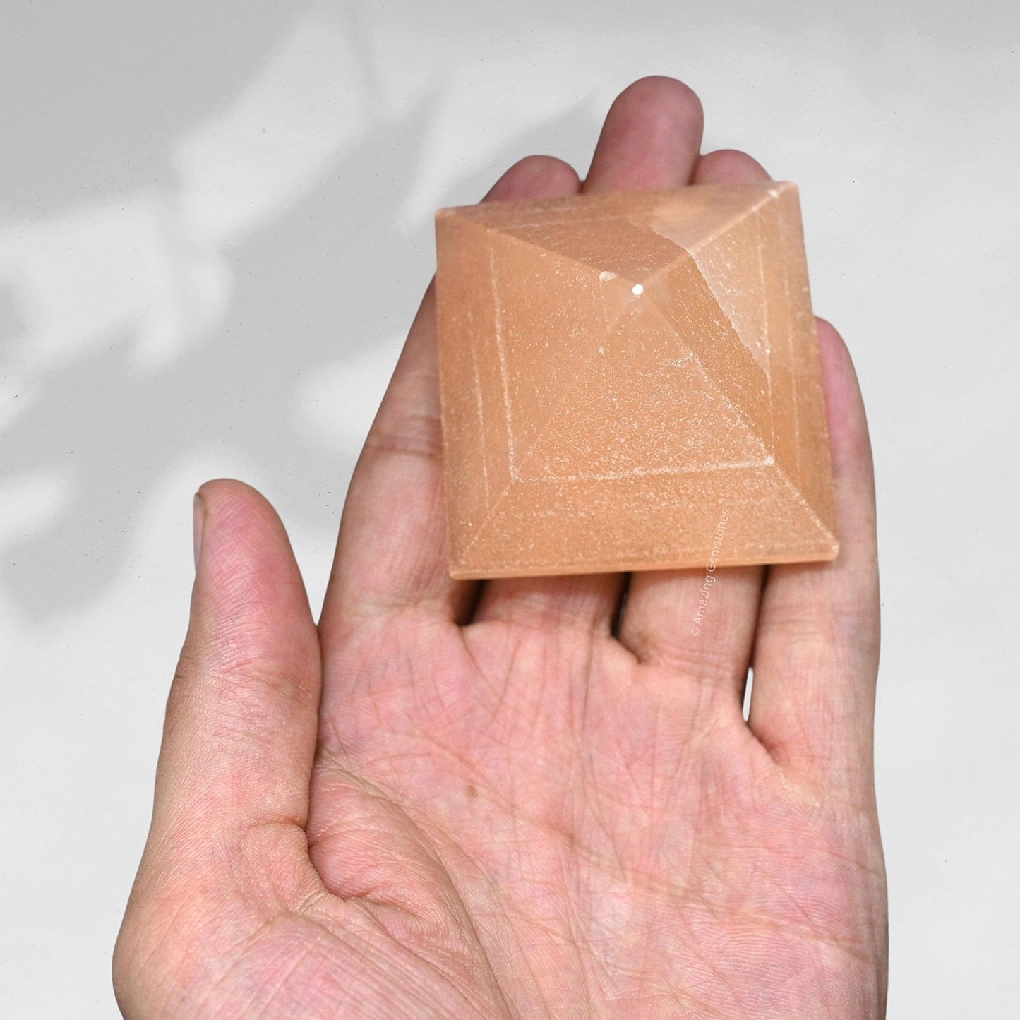 Amazing Gemstone Orange Selenite Pyramid Crystal Healing Stones - 2" Great Pyramid Figurine of Natural Stone Pyramid for Meditation, Reiki, Chakra Balancing and Crystal Pyramids Grid