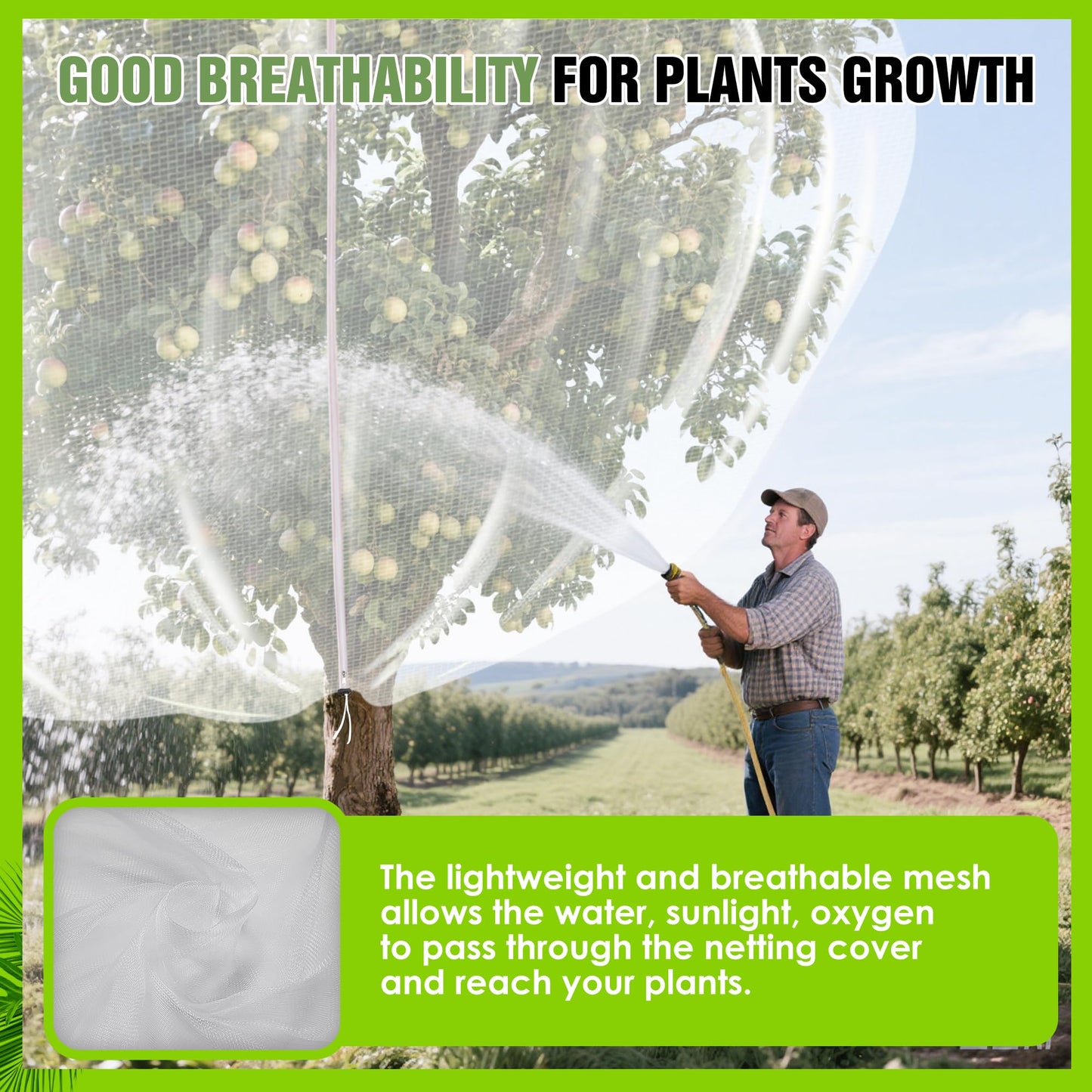 10 X 14FT Large Fruit Tree Netting, Tree Nets for Fruit Trees with Zipper and Drawstring, Insect Netting Barrier for Garden Blueberry Bushes Cherry Peach Apple Protection from Squirrels Birds Pests