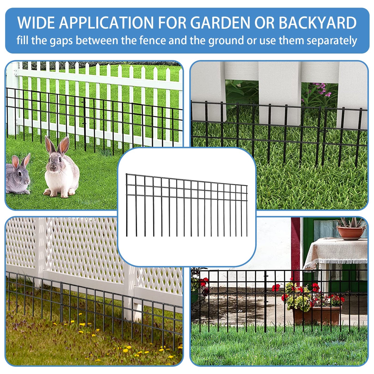 32x10-inch No Dig Animal Barrier Fence, 15 Pack Black Dig Protective Fence with 1.5 inch Spike spacing, Dog/Rabbit/Groundhog Underground Galvanized Outdoor Garden Metal Fence