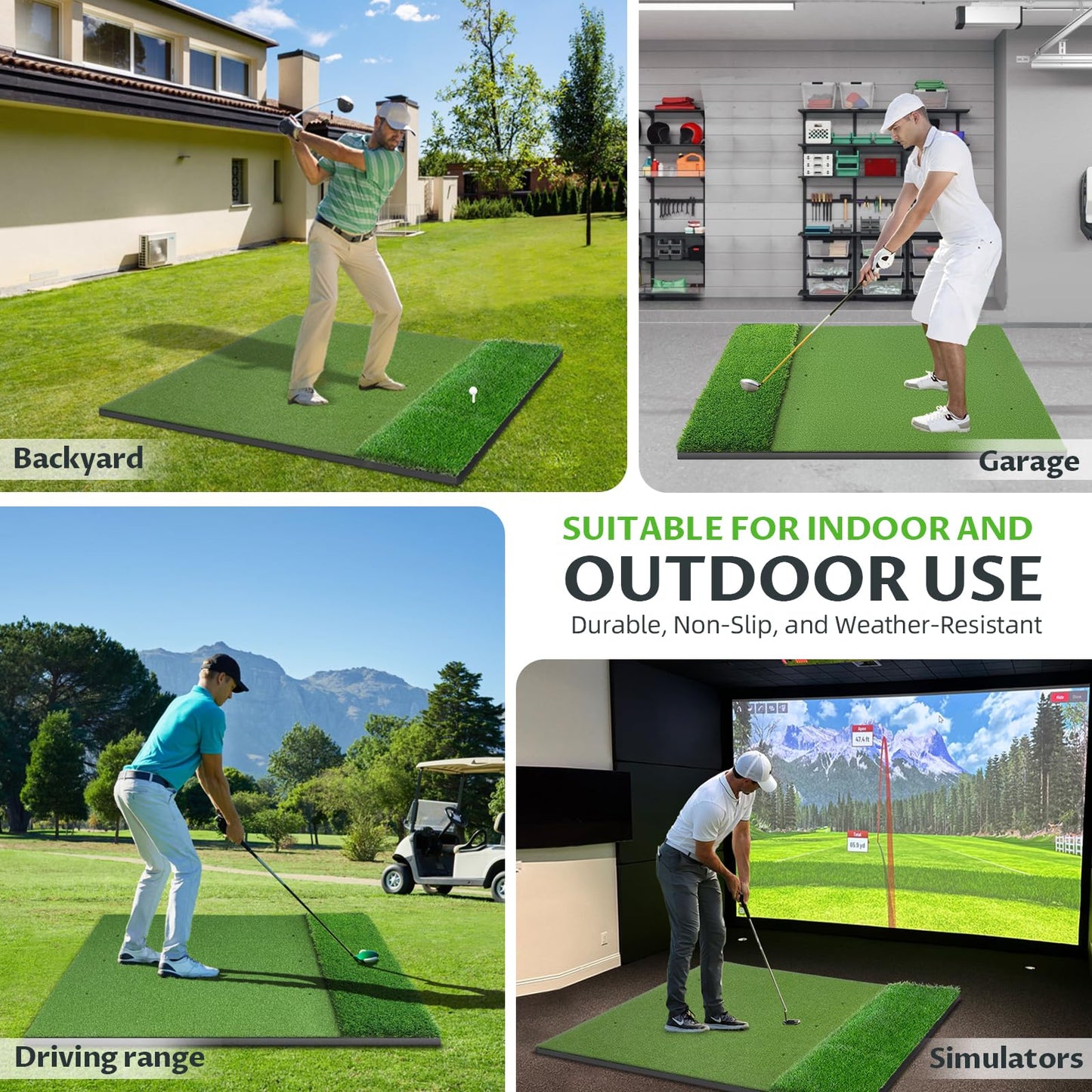 Bltend Dual-Turf Golf Mat: 5x4ft 31MM Thickened Heavy-Duty Golf Hitting Mats Practice Outdoor/Indoor, Artificial Turf Training Matt with 9 Balls, 8 Tees for Driving, Chipping, Swing